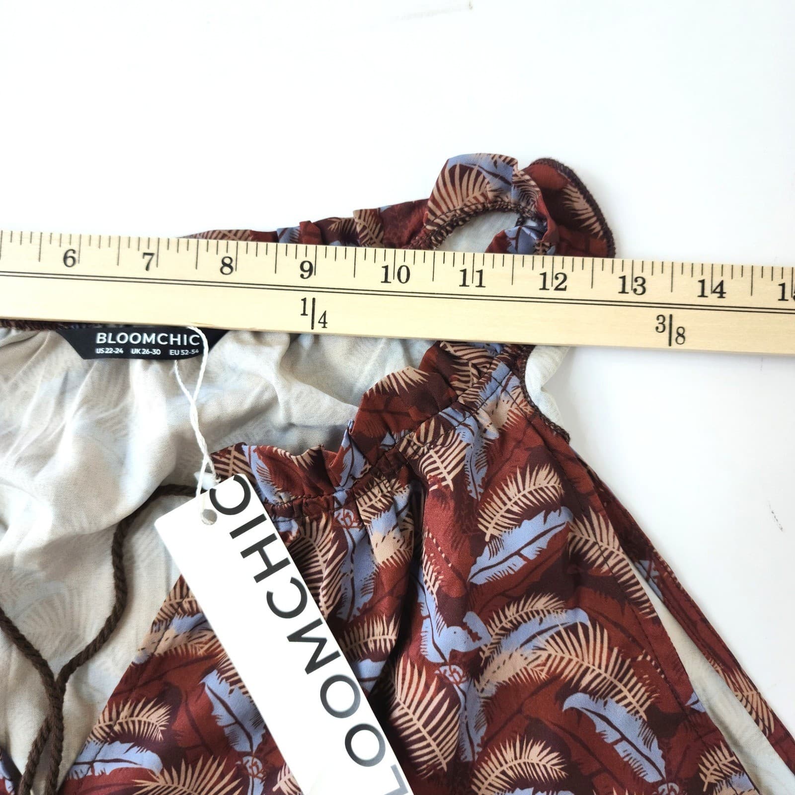 BloomChic Halter Floral Palm Print Tassel Dress Brown Blue Plus Size 22-24 NWT - Thumbnail 7