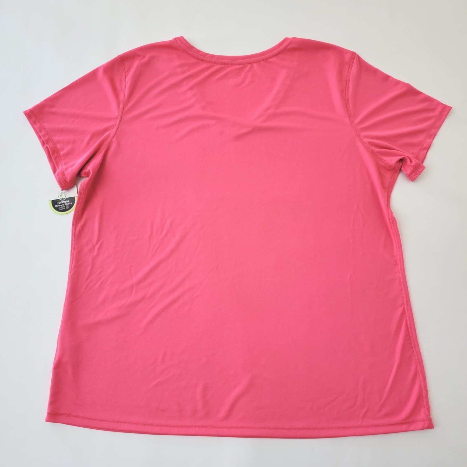 Athletic Works Women's XXL 20 Pink V-Neck Short Sleeve DriWorks Activewear NWT - Thumbnail 2
