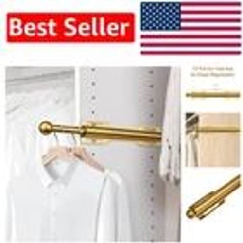 12 Inch Pull Out Valet Rod Closet Organizer Gold Side Mount Metal 30Lb capacity - Thumbnail 2