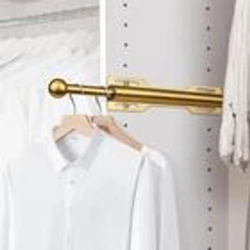 12 Inch Pull Out Valet Rod Closet Organizer Gold Side Mount Metal 30Lb capacity - Thumbnail 8