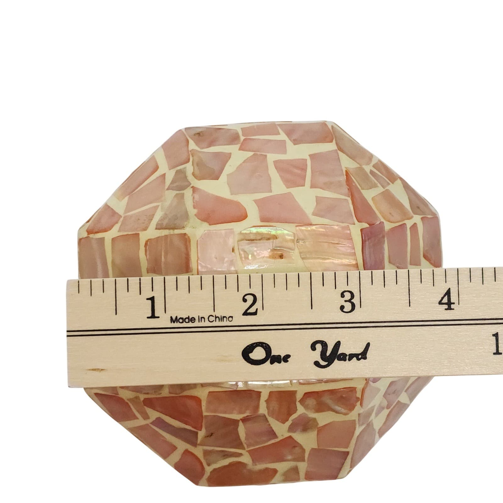 Mother of Pearl Mosaic Decorative Spheres Faceted Geometric Orbs Set of 4 - Thumbnail 7