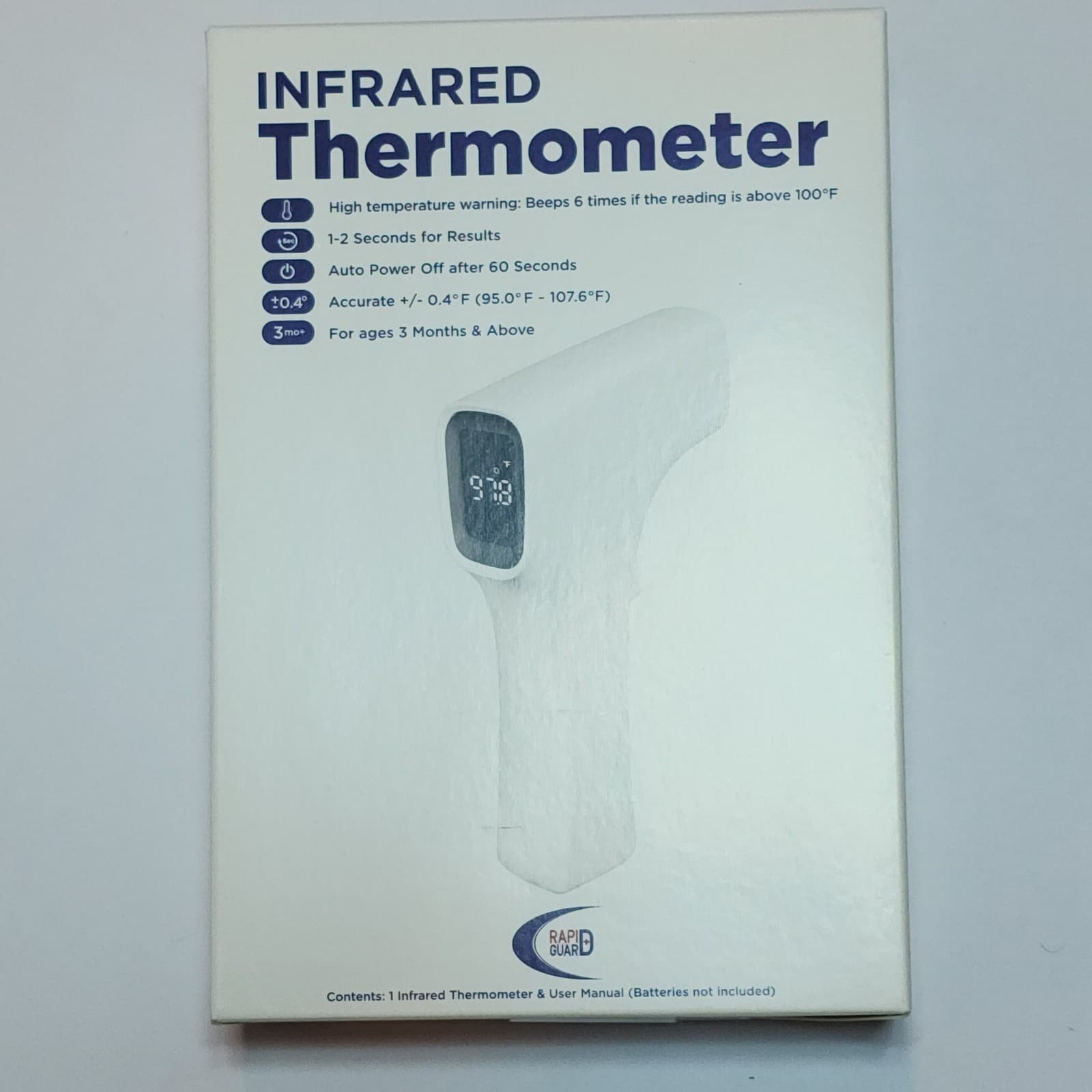 Rapid Guard Infrared Thermometer Digital Non-Contact Forehead AET-R1B1 White - Thumbnail 2