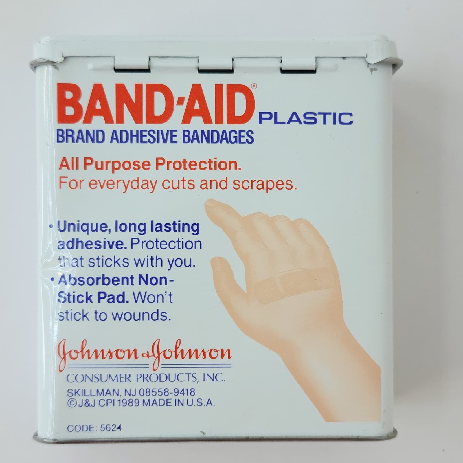 Vintage 1989 Johnson & Johnson Band-Aid Plastic Bandages Metal Tin Empty USA - Thumbnail 3