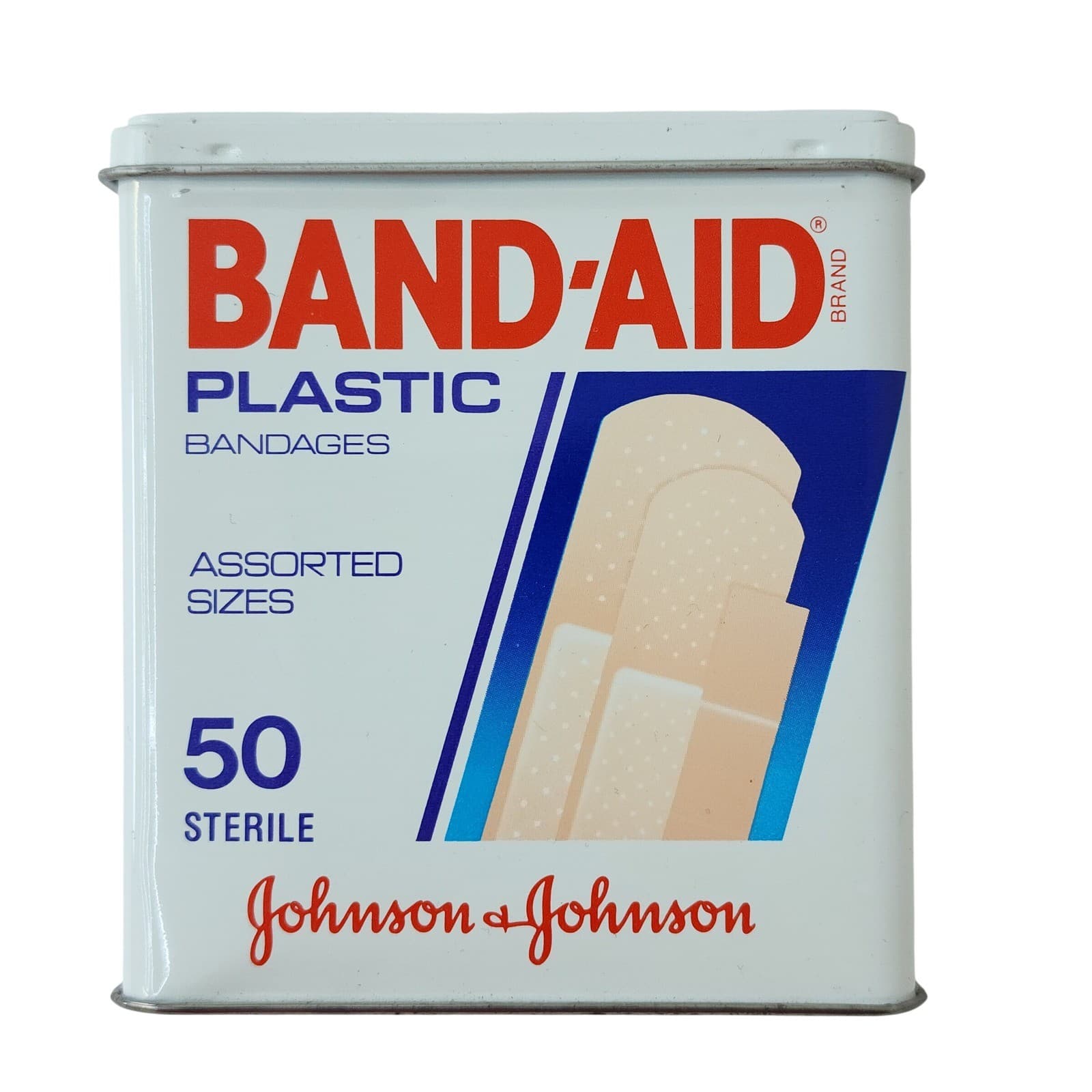 Vintage 1989 Johnson & Johnson Band-Aid Plastic Bandages Metal Tin Empty USA