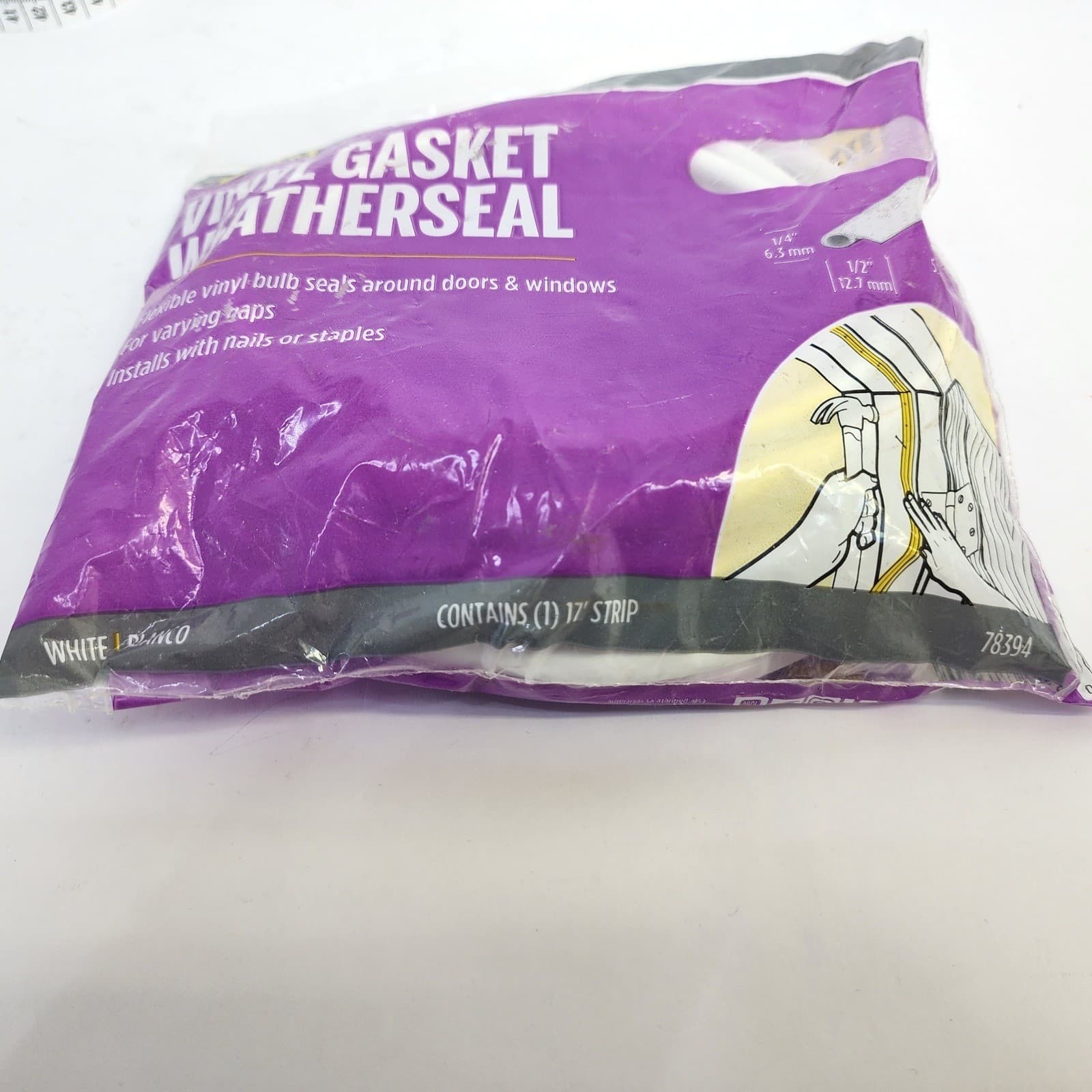 M-D Vinyl Gasket Weatherseal White 1/2" x 1/4" x 17' #78394 - Thumbnail 4