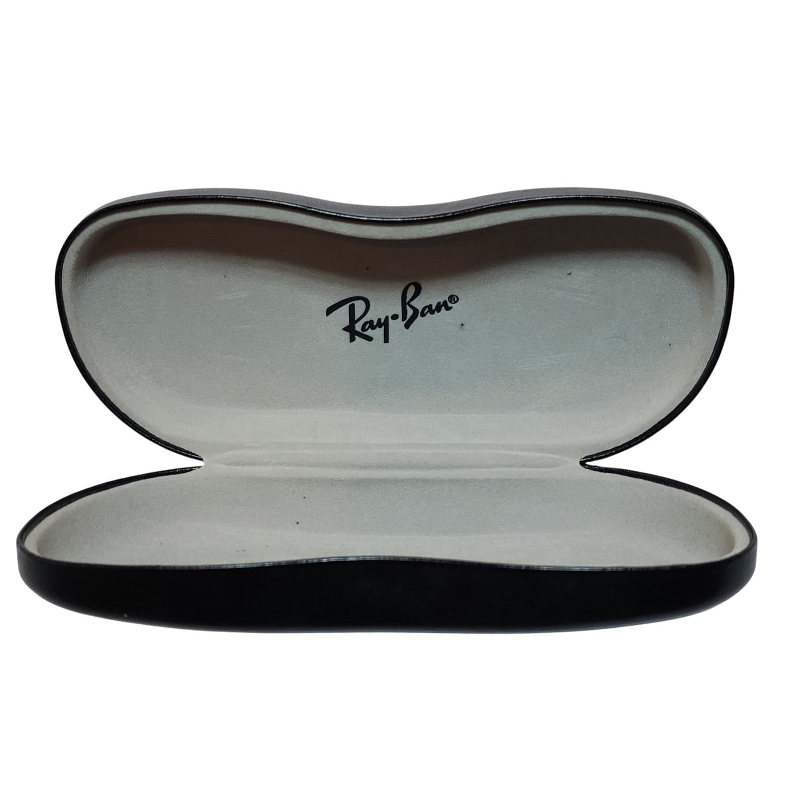 Ray-Ban Black Hard Clamshell Eyeglass Case Textured Faux Leather Grey Lining - Thumbnail 2