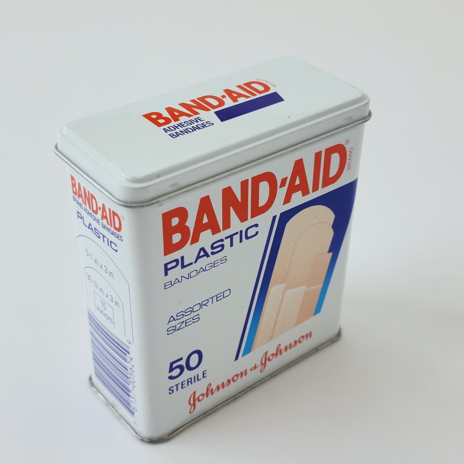 Vintage 1989 Johnson & Johnson Band-Aid Plastic Bandages Metal Tin Empty USA - Thumbnail 2