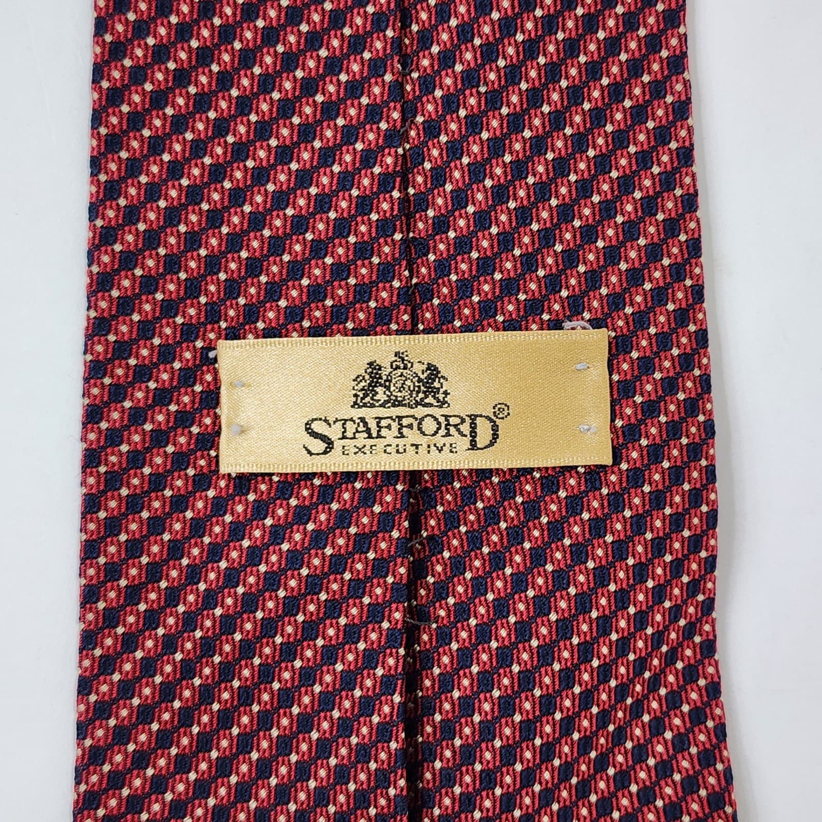 Calvin Klein Stafford Executive Mens Silk Tie Lot 2 Black Burgundy Micro Pattern - Thumbnail 5