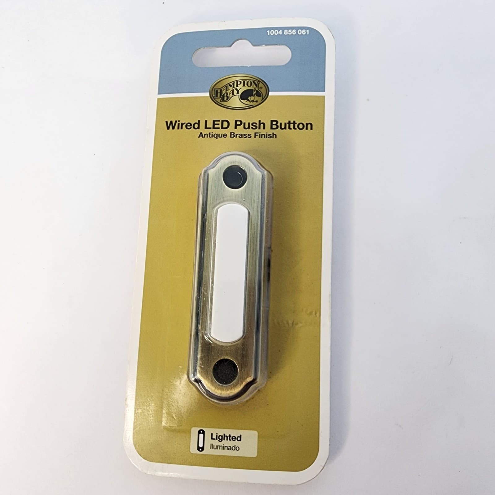 Hampton Bay Wired LED Push Button Doorbell Antique Brass Lighted HB-550-00