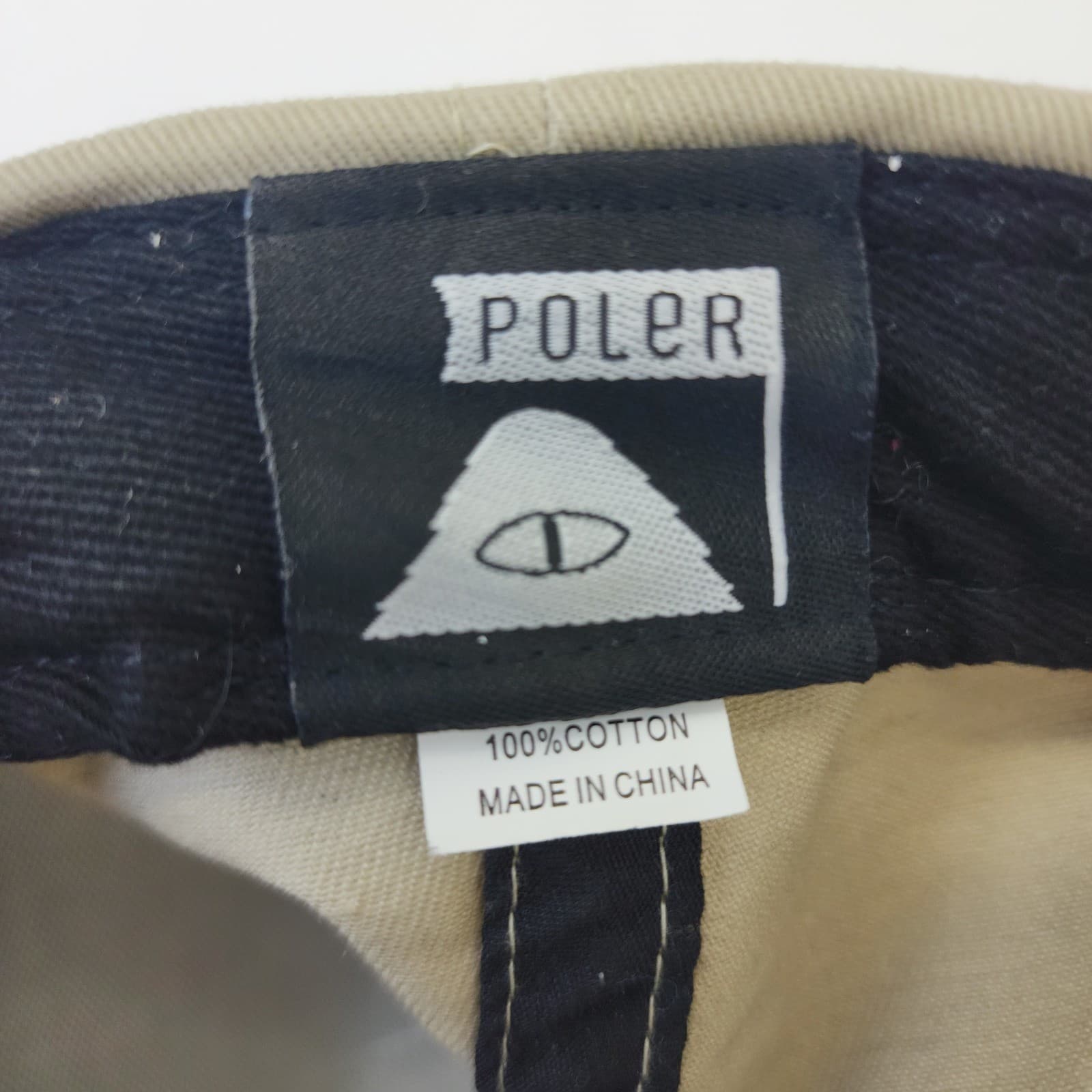 Poler Stuff Mountain Eye Logo Snapback Hat Tan Khaki Cotton Flat Brim Cap - Thumbnail 3