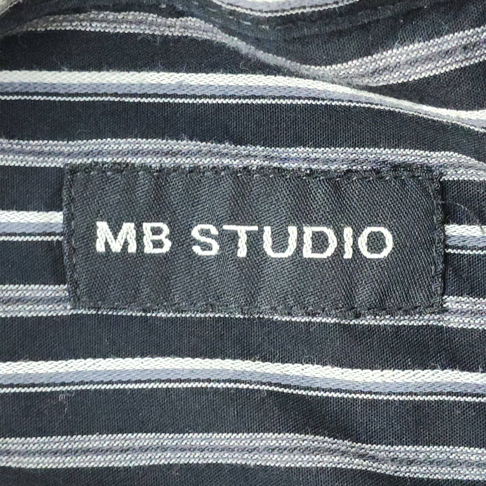 MB Studio Mens 3XLT Striped Button Down Shirt Black White Grey Long Sleeve Tall - Thumbnail 4