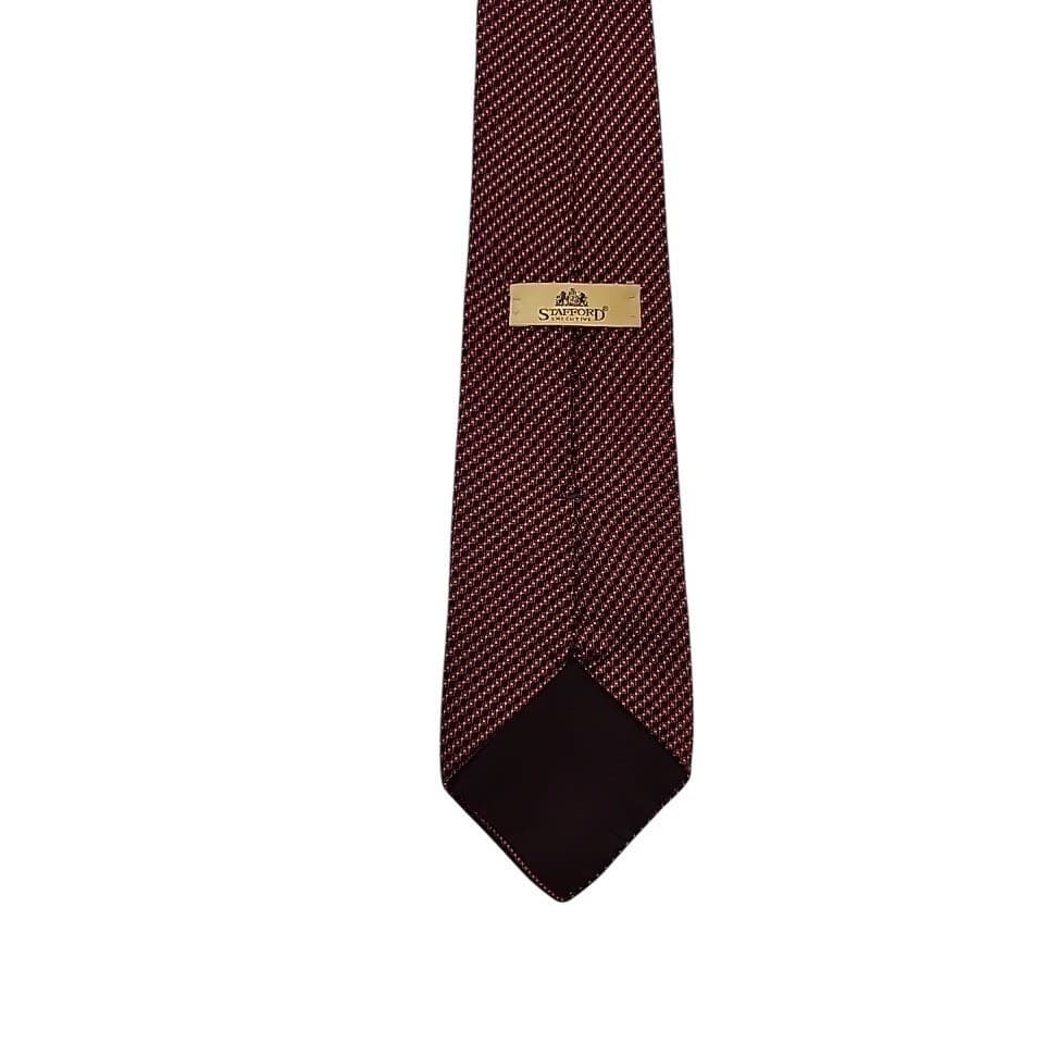 Calvin Klein Stafford Executive Mens Silk Tie Lot 2 Black Burgundy Micro Pattern - Thumbnail 2
