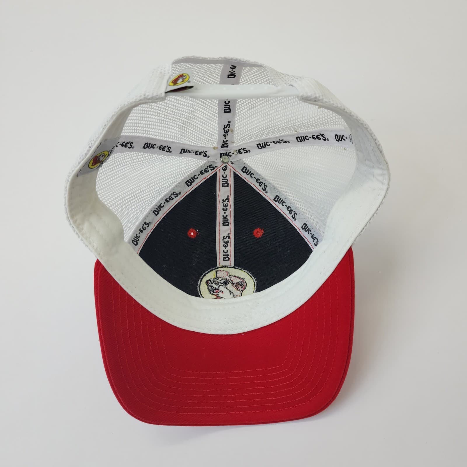 Buc-ees Trucker Hat Red White Mesh Snapback Baseball Cap Beaver Mascot Logo - Thumbnail 5