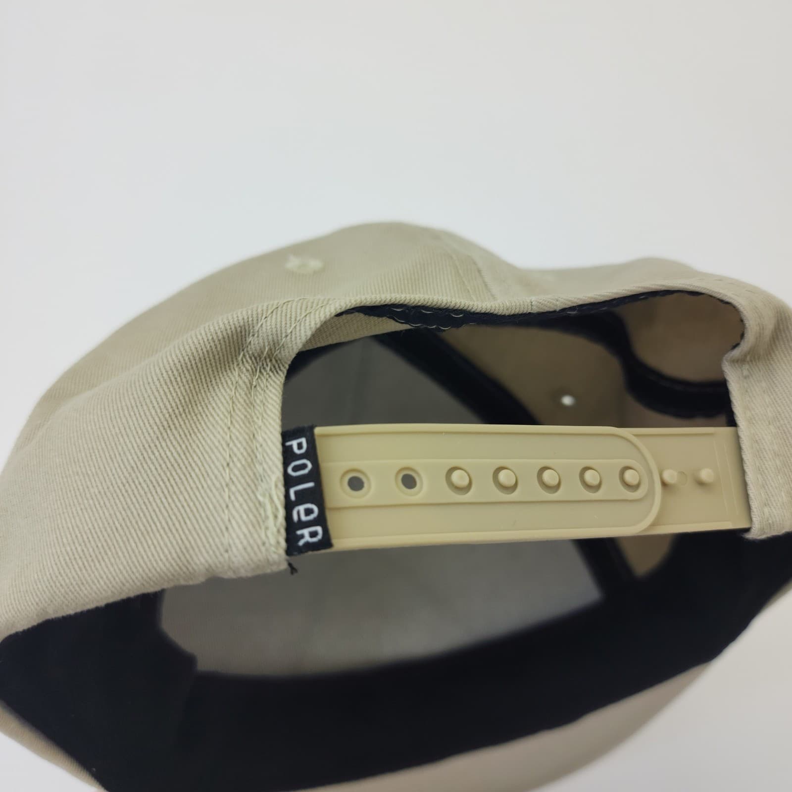 Poler Stuff Mountain Eye Logo Snapback Hat Tan Khaki Cotton Flat Brim Cap - Thumbnail 4