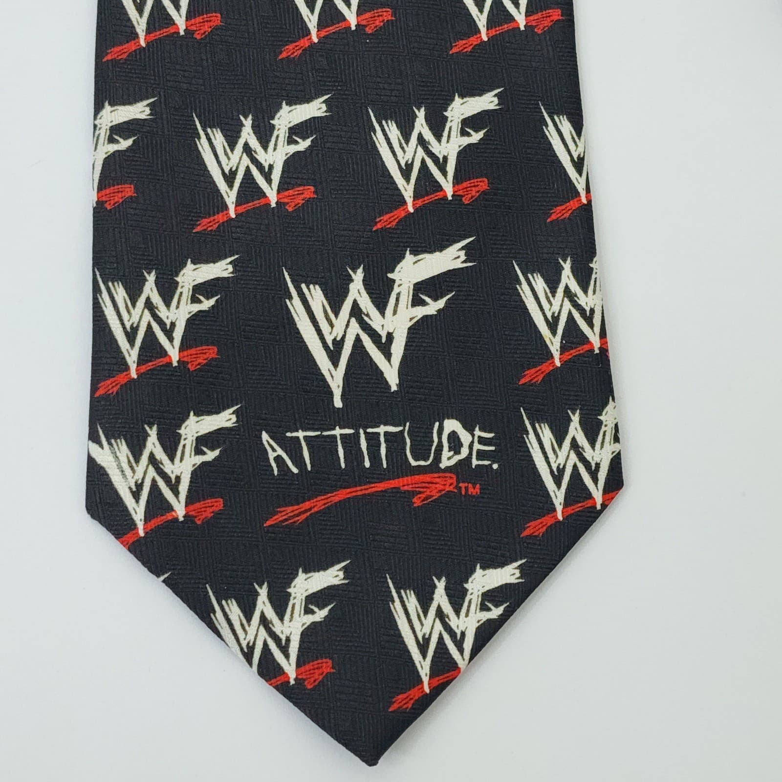 Vintage 1998 Ralph Marlin WWF Attitude Era Necktie Black Wrestling Men's Tie - Thumbnail 2