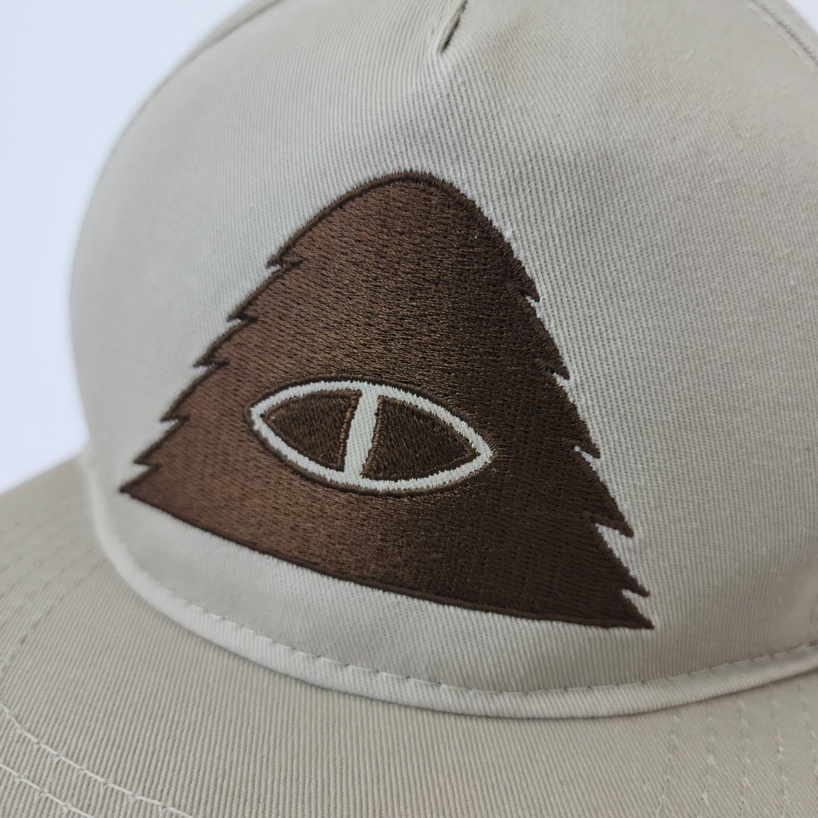Poler Stuff Mountain Eye Logo Snapback Hat Tan Khaki Cotton Flat Brim Cap - Thumbnail 6
