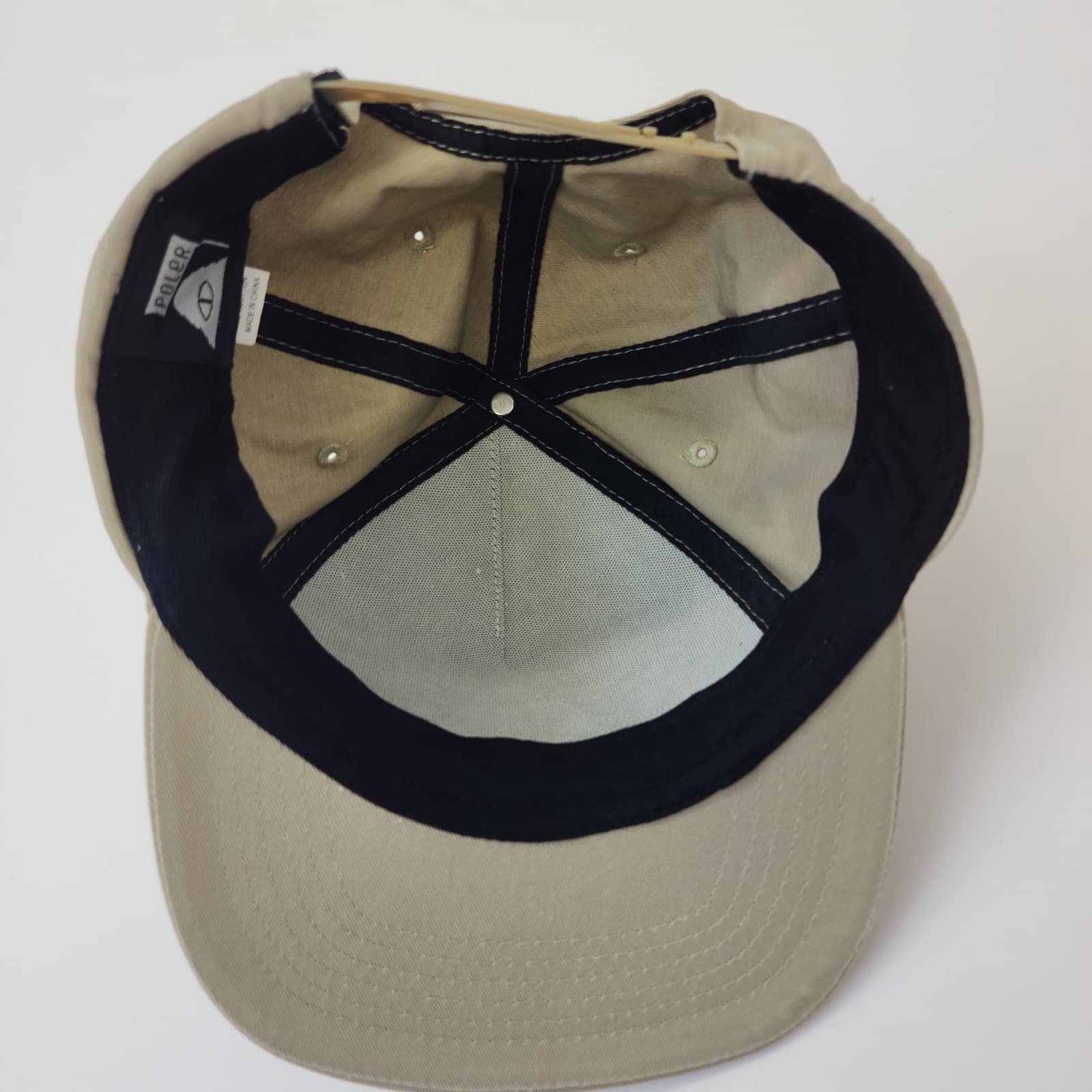 Poler Stuff Mountain Eye Logo Snapback Hat Tan Khaki Cotton Flat Brim Cap - Thumbnail 5