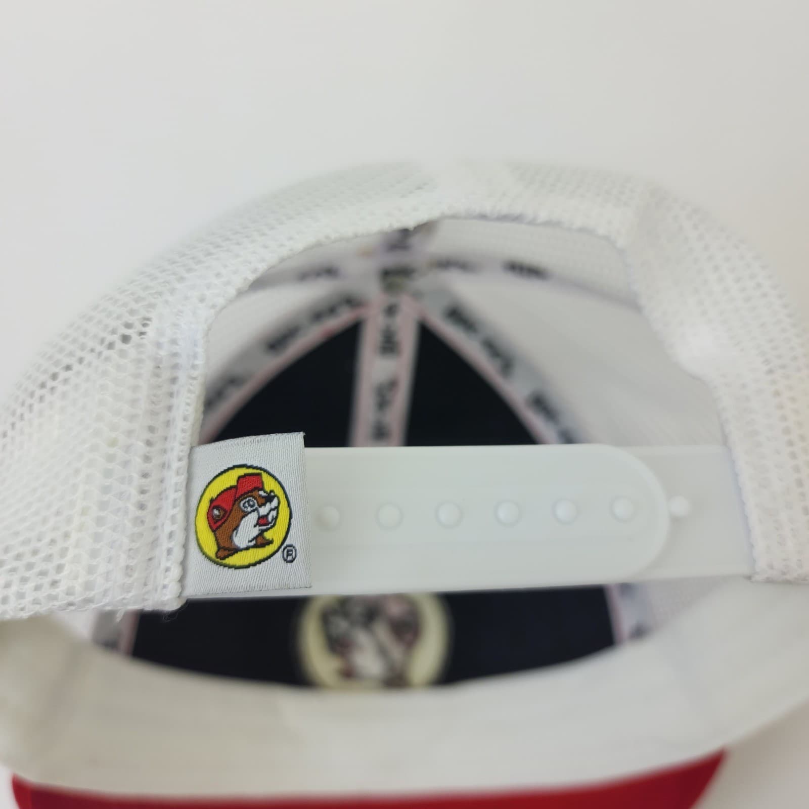 Buc-ees Trucker Hat Red White Mesh Snapback Baseball Cap Beaver Mascot Logo - Thumbnail 6