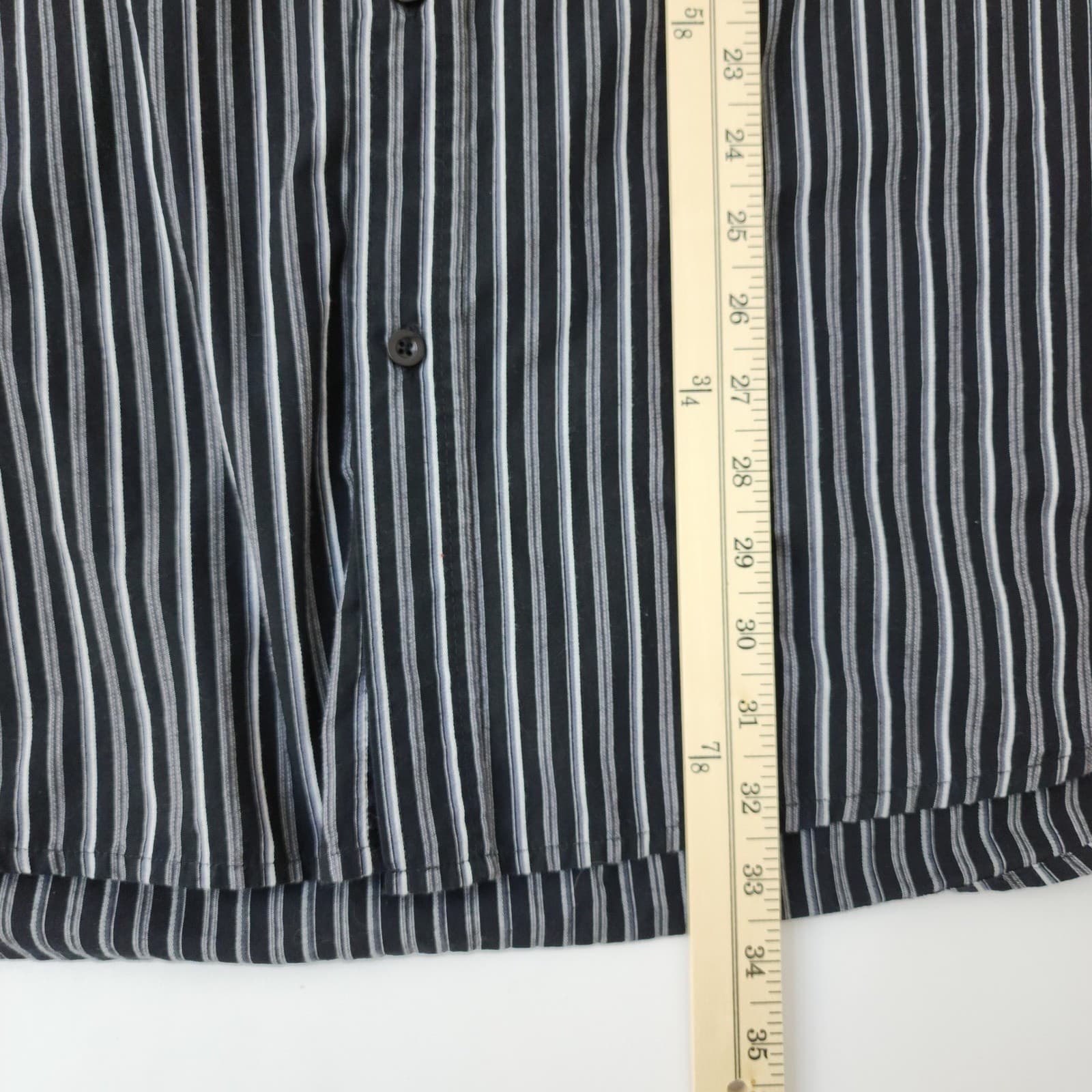 MB Studio Mens 3XLT Striped Button Down Shirt Black White Grey Long Sleeve Tall - Thumbnail 7