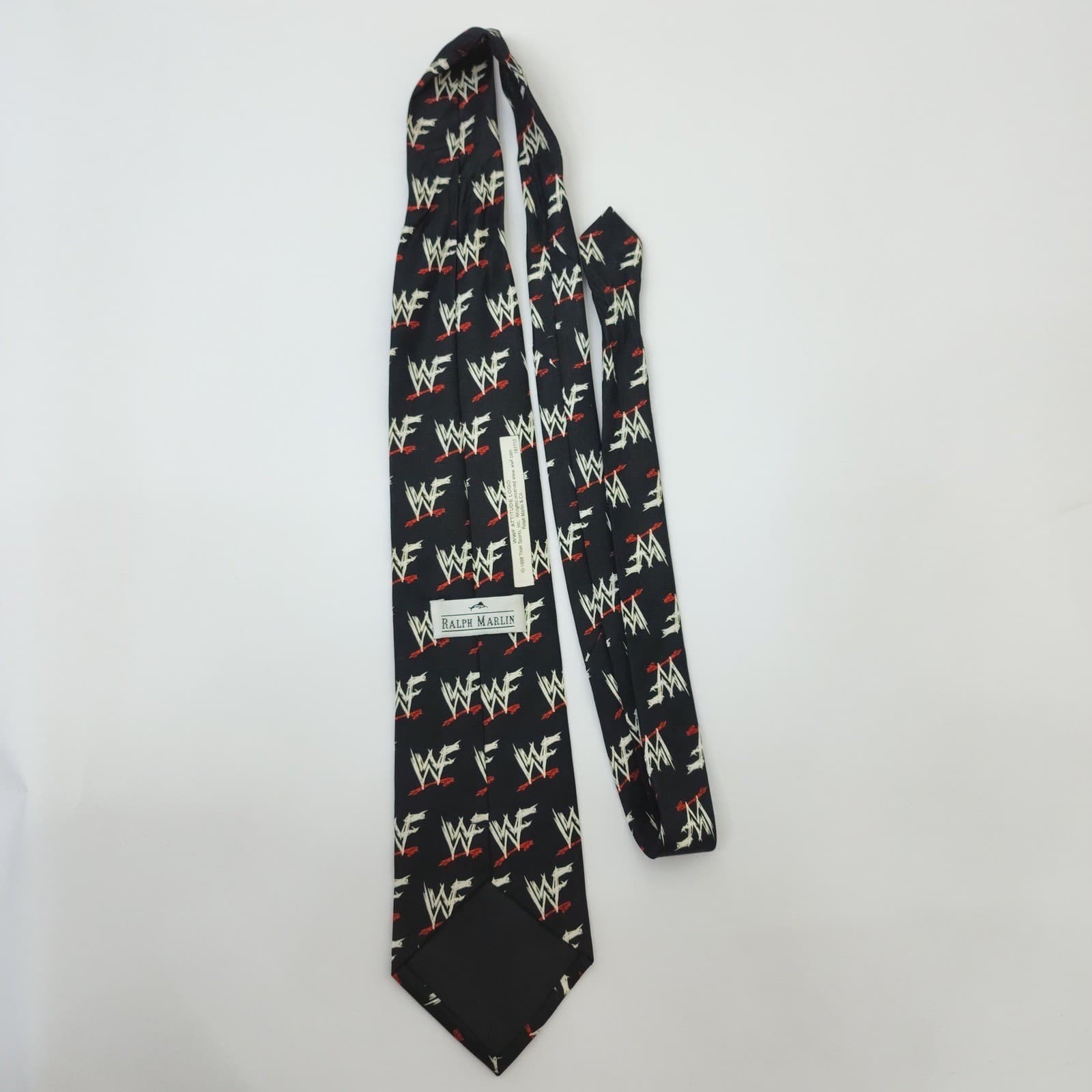 Vintage 1998 Ralph Marlin WWF Attitude Era Necktie Black Wrestling Men's Tie - Thumbnail 4