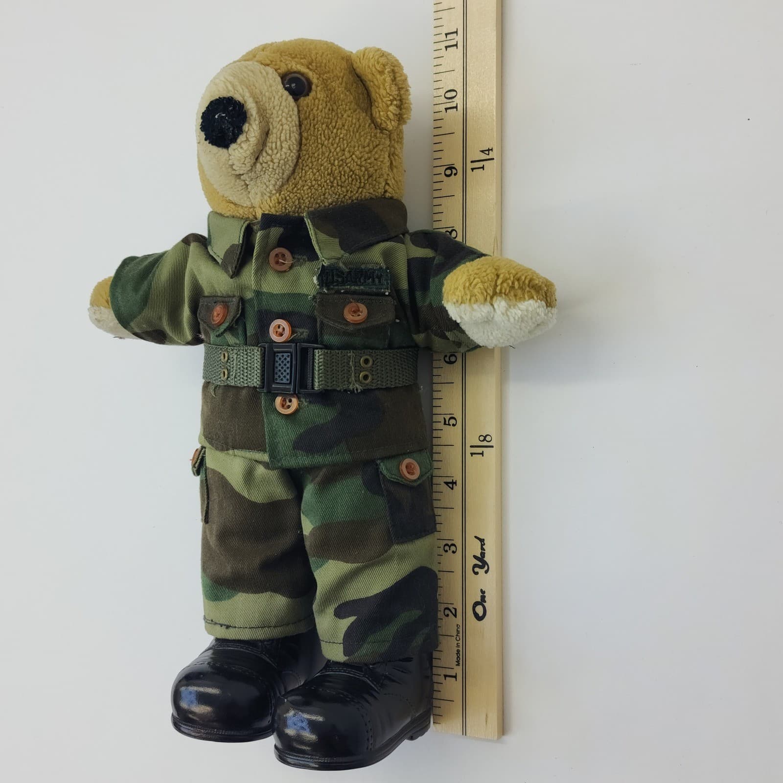 US Army Teddy Bear Plush Camouflage Military Uniform Woodland Camo 11 Inch - Thumbnail 6