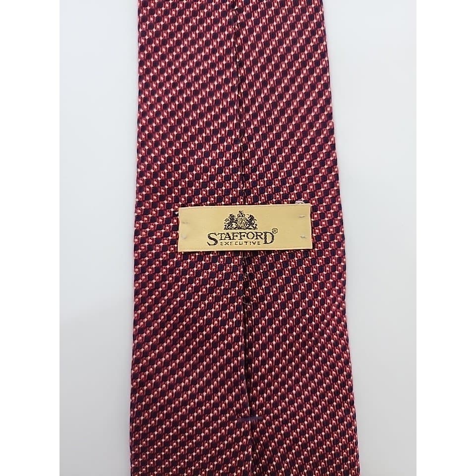 Calvin Klein Stafford Executive Mens Silk Tie Lot 2 Black Burgundy Micro Pattern - Thumbnail 3