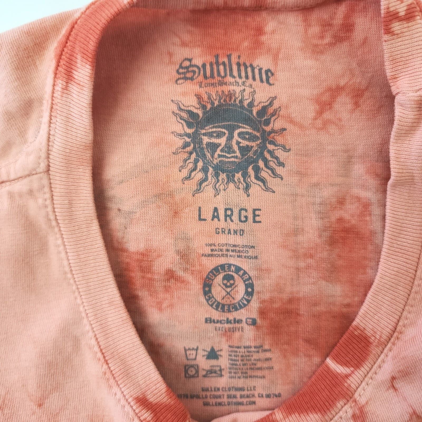 Sullen Art Collective Sublime Tie Dye T-Shirt Men's Large Buckle Exclusive Coral - Thumbnail 4