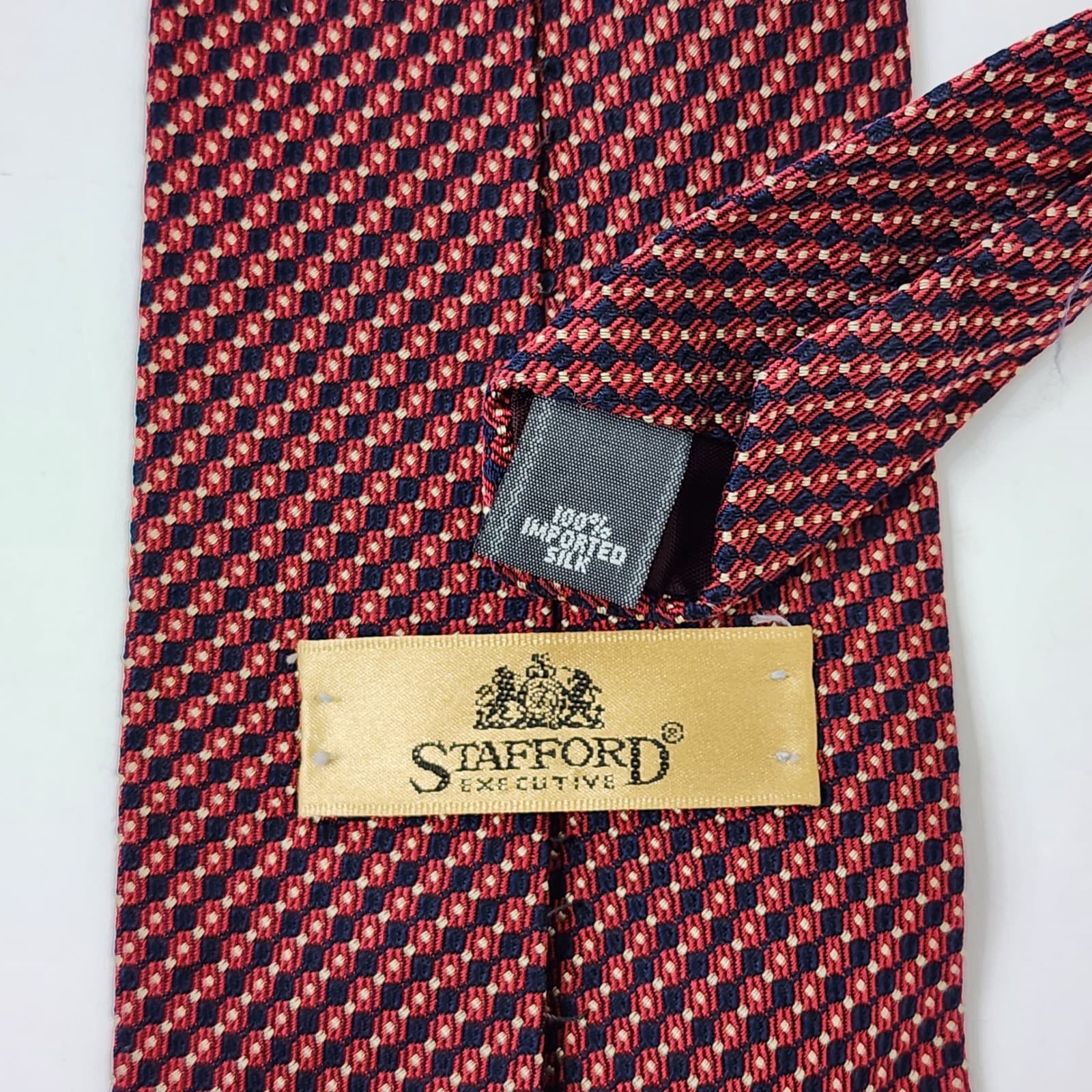 Calvin Klein Stafford Executive Mens Silk Tie Lot 2 Black Burgundy Micro Pattern - Thumbnail 6