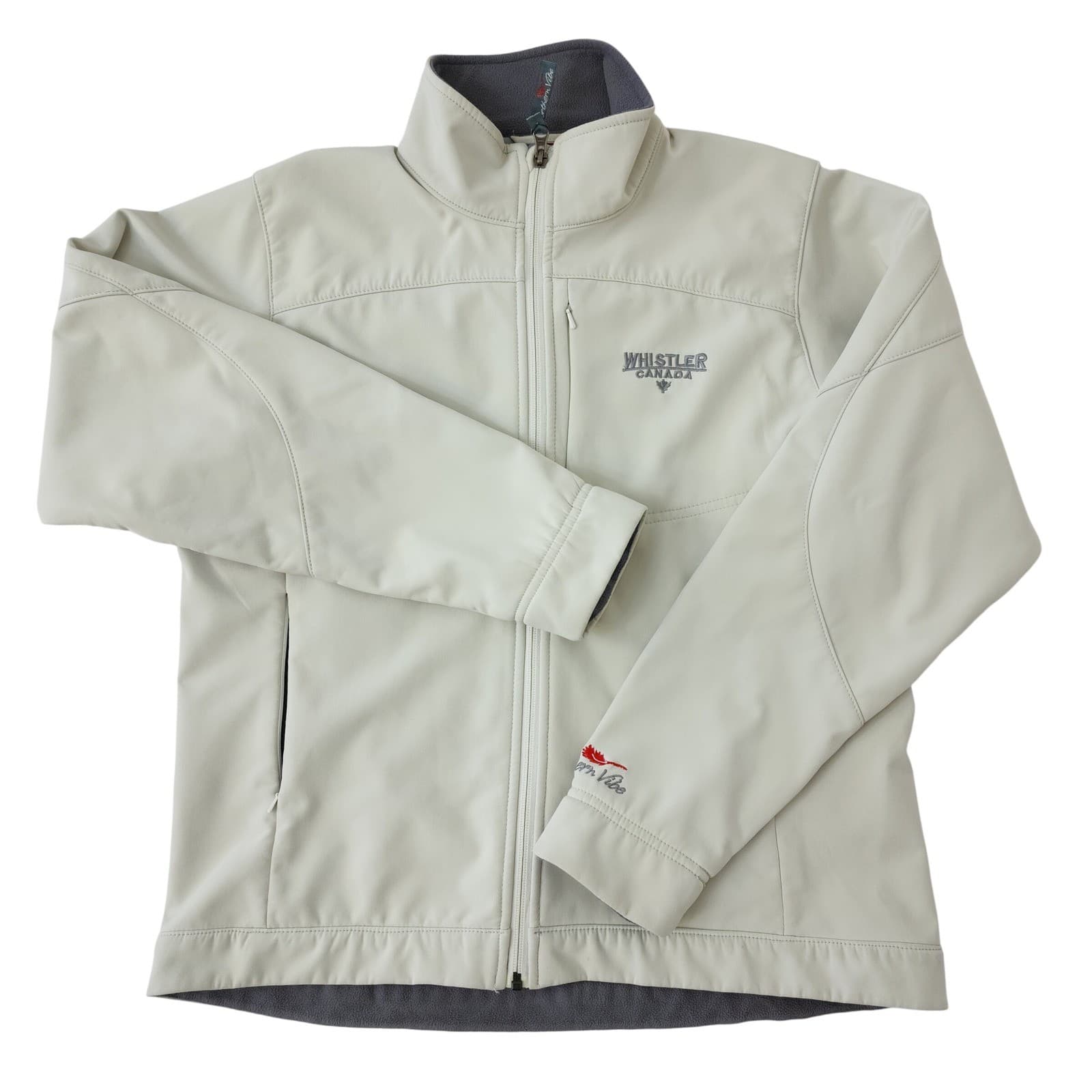 Northern Vibe Whistler Canada Mens XL Softshell Jacket Cream Fleece Lined Zip