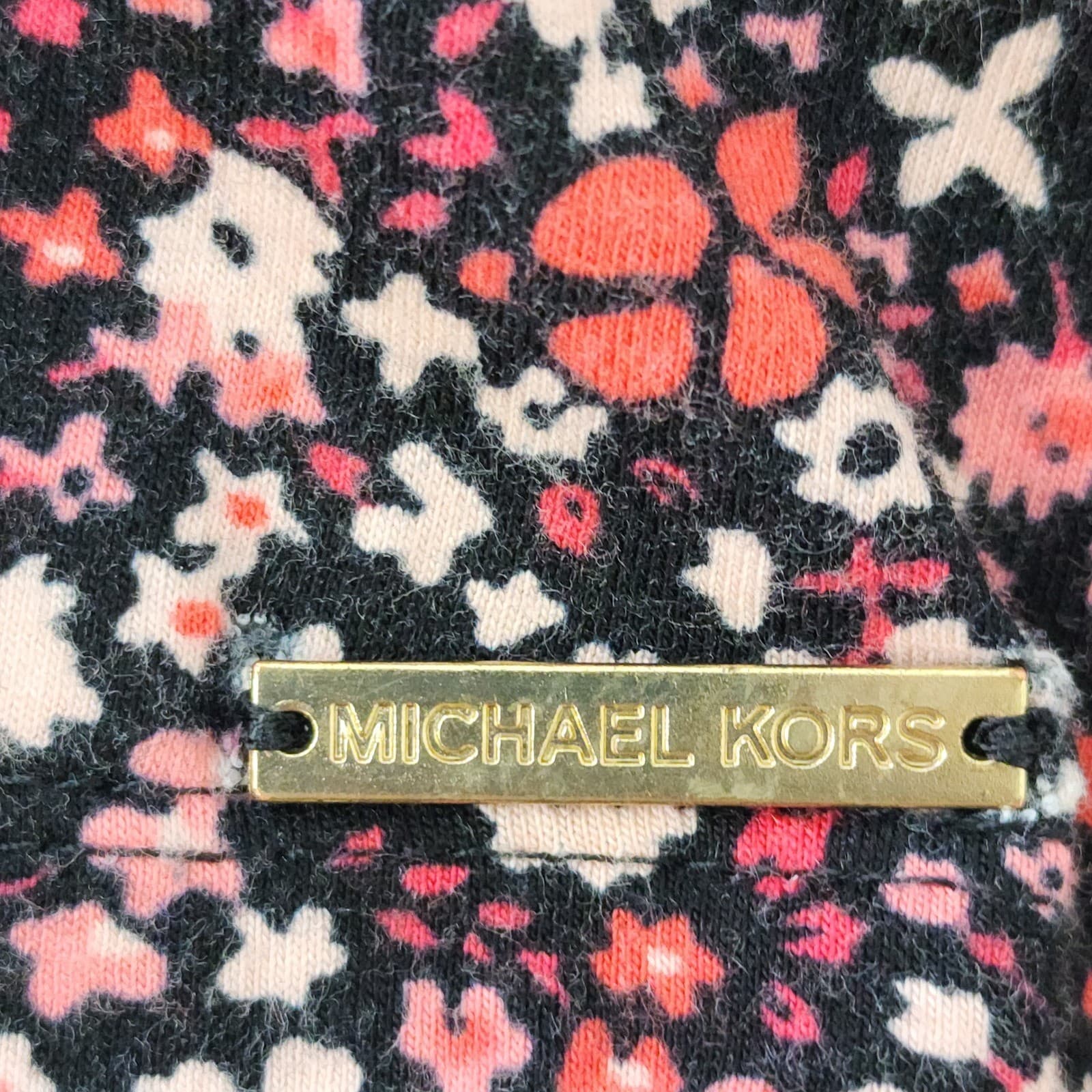 Michael Michael Kors Womens Large Floral Bell Sleeve Blouse Pink Red Black Top - Thumbnail 4