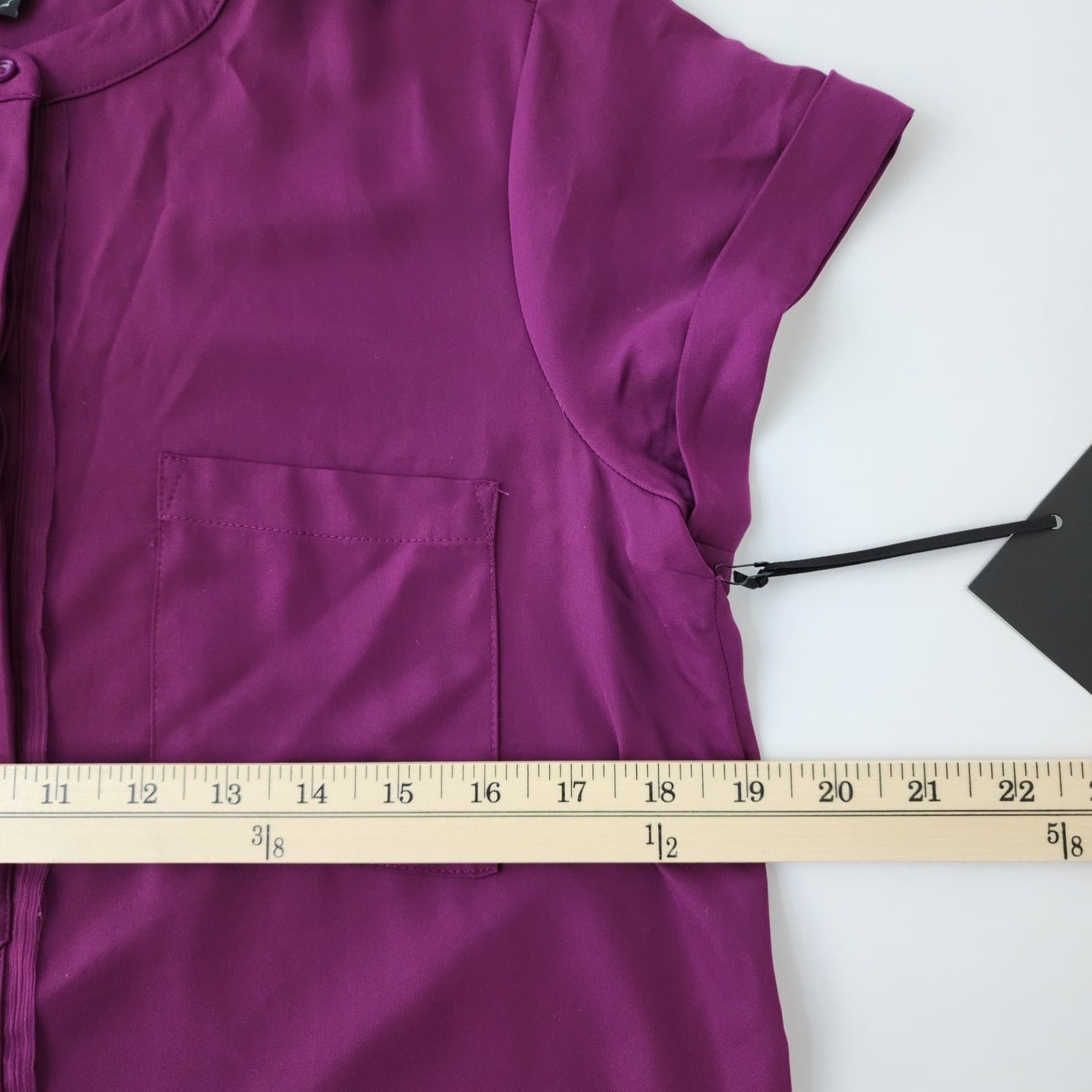 Simply Vera Wang Women Small Pansy Plum Short Sleeve Popover Blouse WV81W506RS S - Thumbnail 10