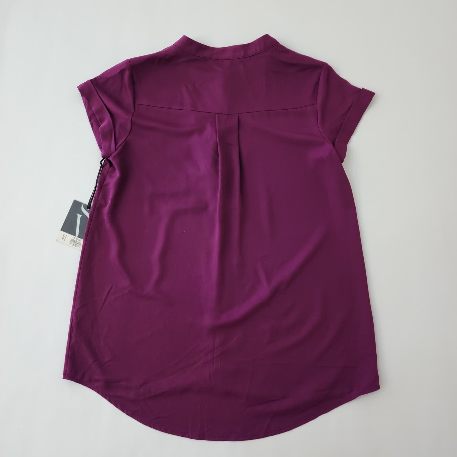 Simply Vera Wang Women Small Pansy Plum Short Sleeve Popover Blouse WV81W506RS S - Thumbnail 2