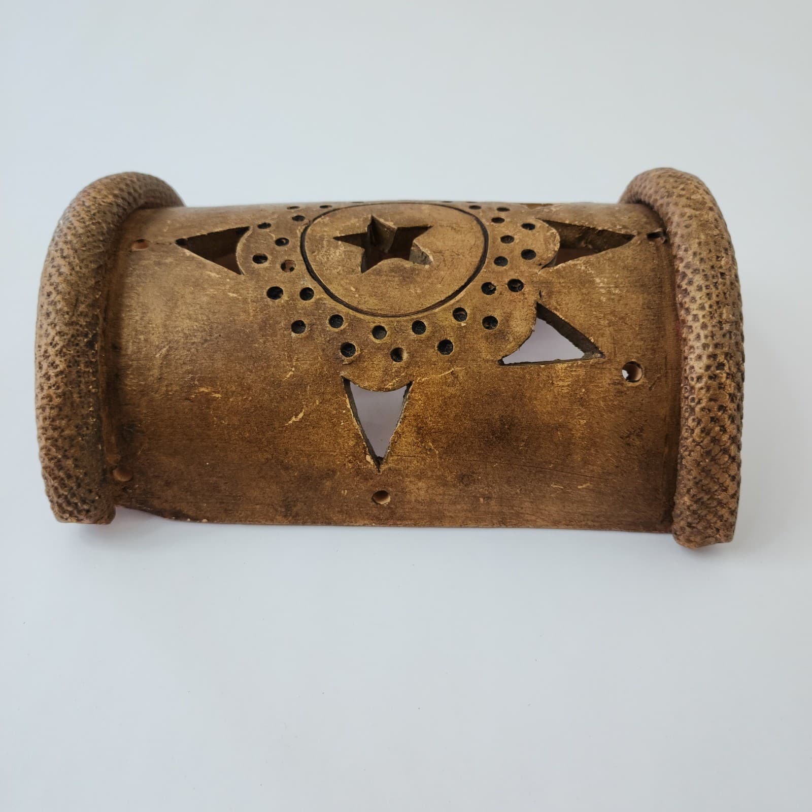 Rustic Terracotta Star Wall Sconce Celestial Cutout Clay Candle Holder Brown 9in - Thumbnail 3