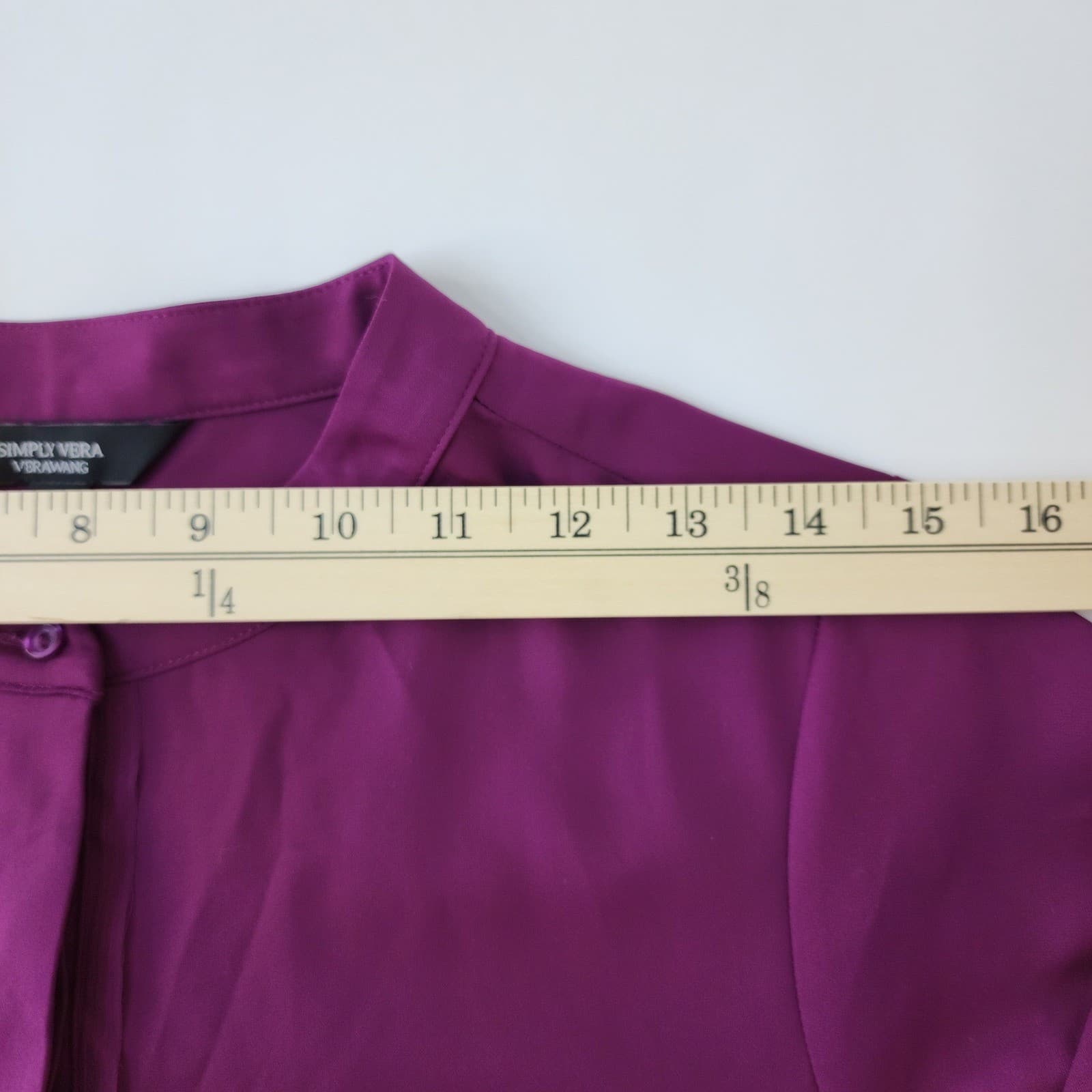 Simply Vera Wang Women Small Pansy Plum Short Sleeve Popover Blouse WV81W506RS S - Thumbnail 9