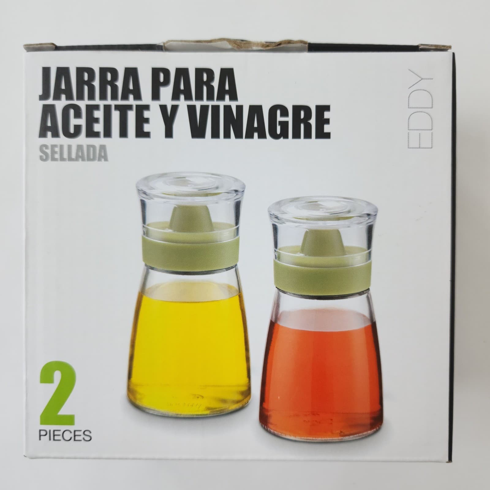 Eddy 2 Piece Airtight Oil and Vinegar Jar Set Non-Drip Silicone Spout Black - Thumbnail 3