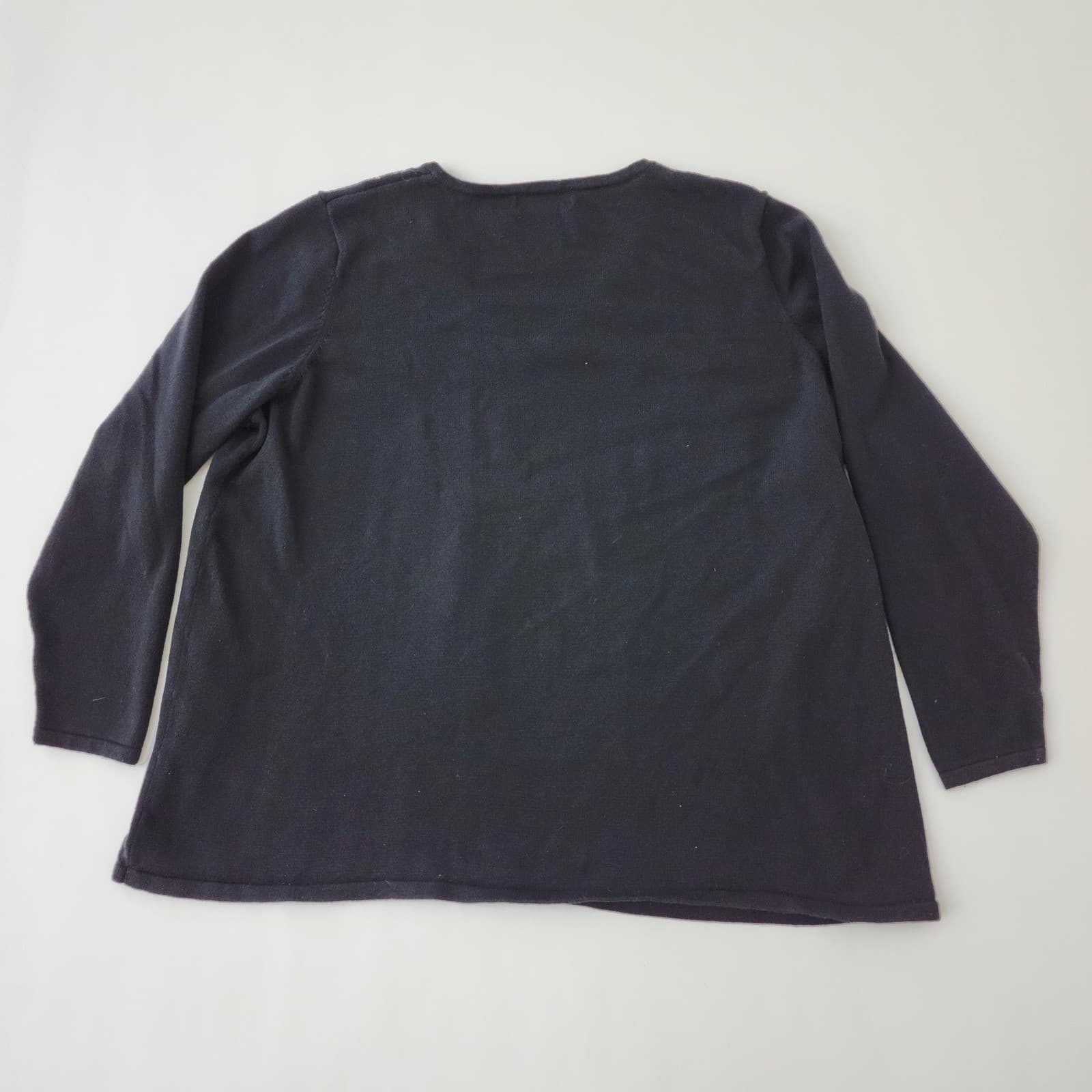 Verve Ami Womens 1X Black Rhinestone Embellished V-Neck Knit Sweater Top - Thumbnail 2