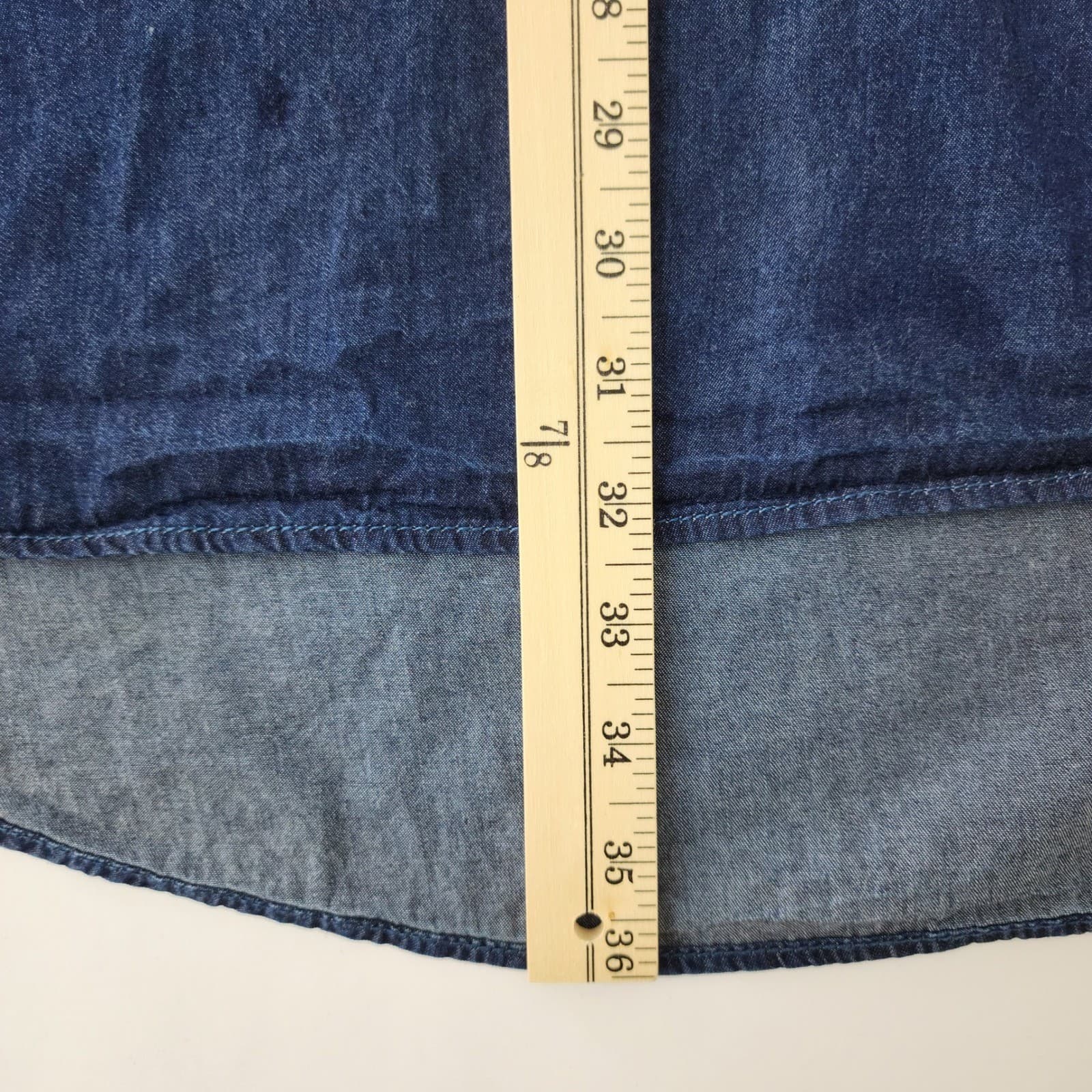 Speed Control New York Denim Lace Up Tunic Shirt Dark Wash Blue Womens 1X - Thumbnail 2
