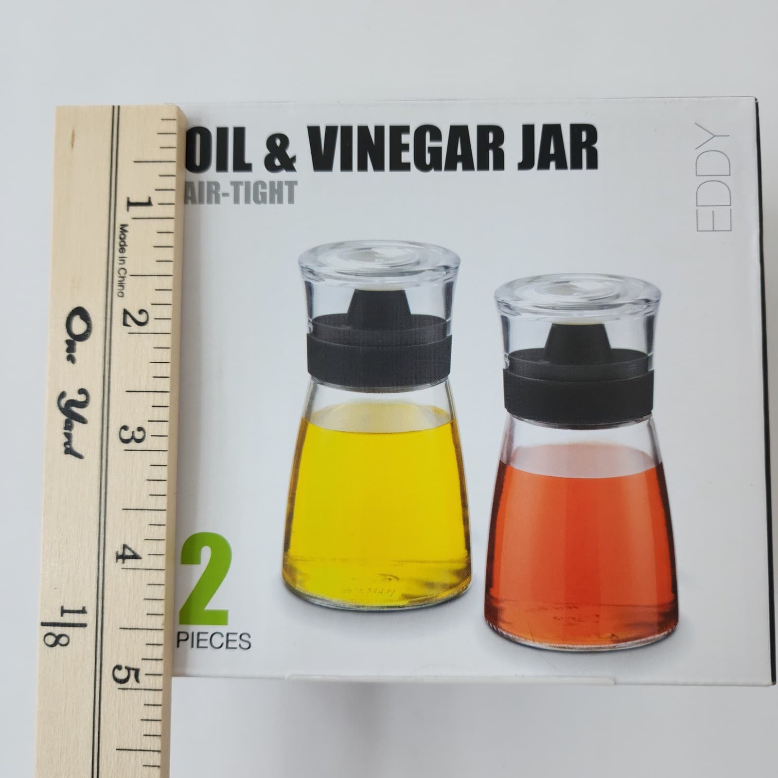 Eddy 2 Piece Airtight Oil and Vinegar Jar Set Non-Drip Silicone Spout Black - Thumbnail 5