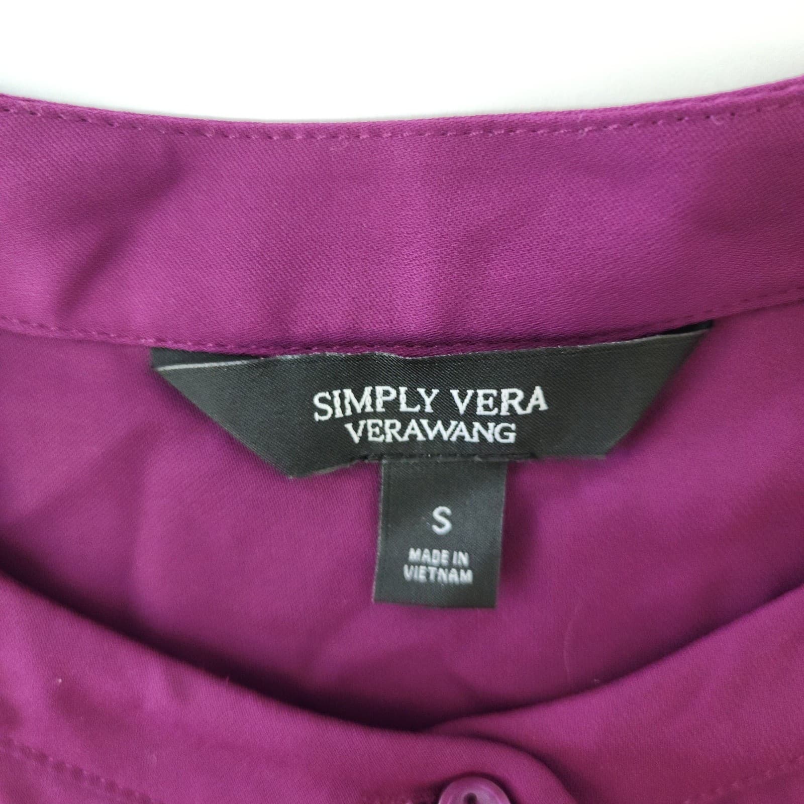 Simply Vera Wang Women Small Pansy Plum Short Sleeve Popover Blouse WV81W506RS S - Thumbnail 6