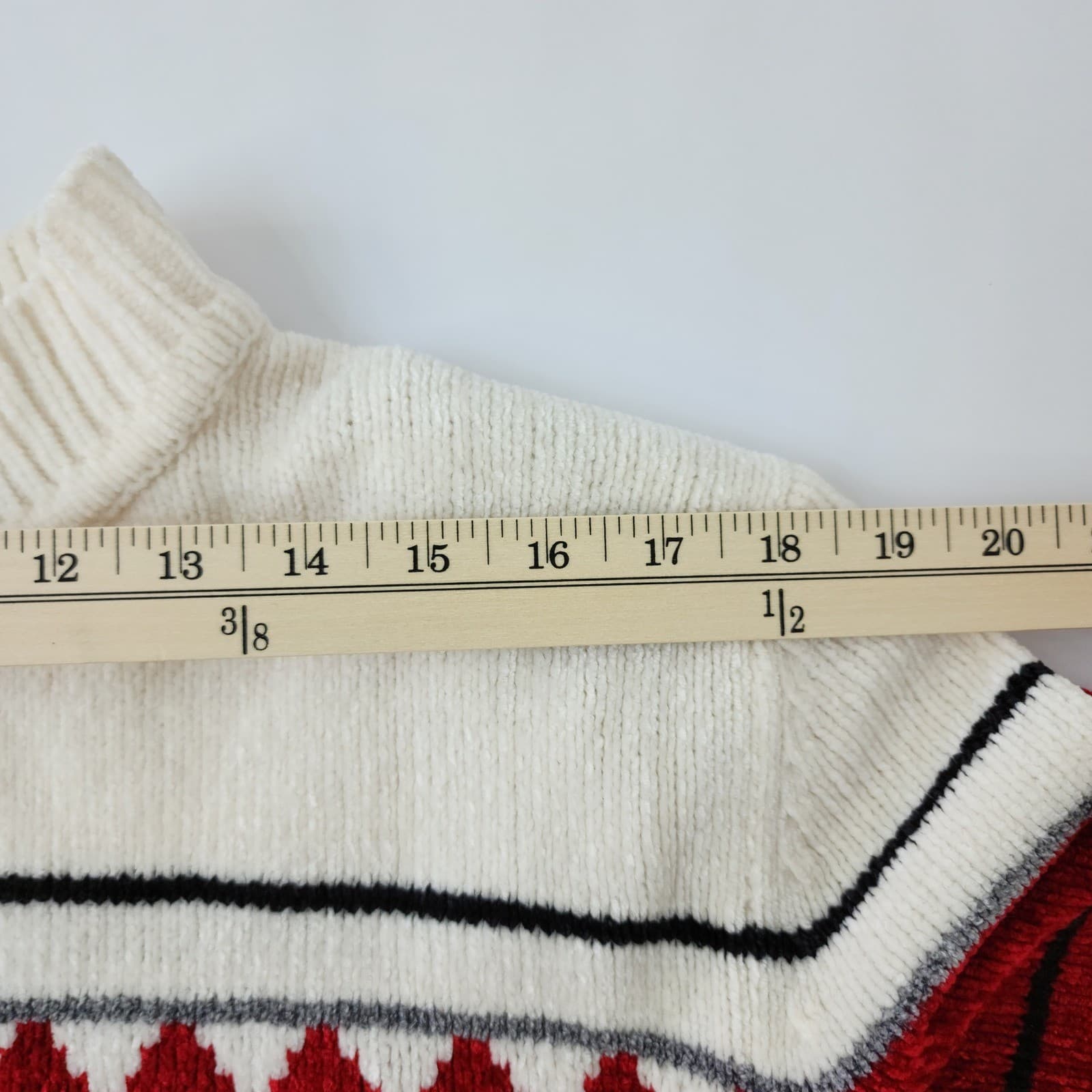 Alfred Dunner Woman Chenille Colorblock Sweater Red White Blue Mock Neck 1X - Thumbnail 4