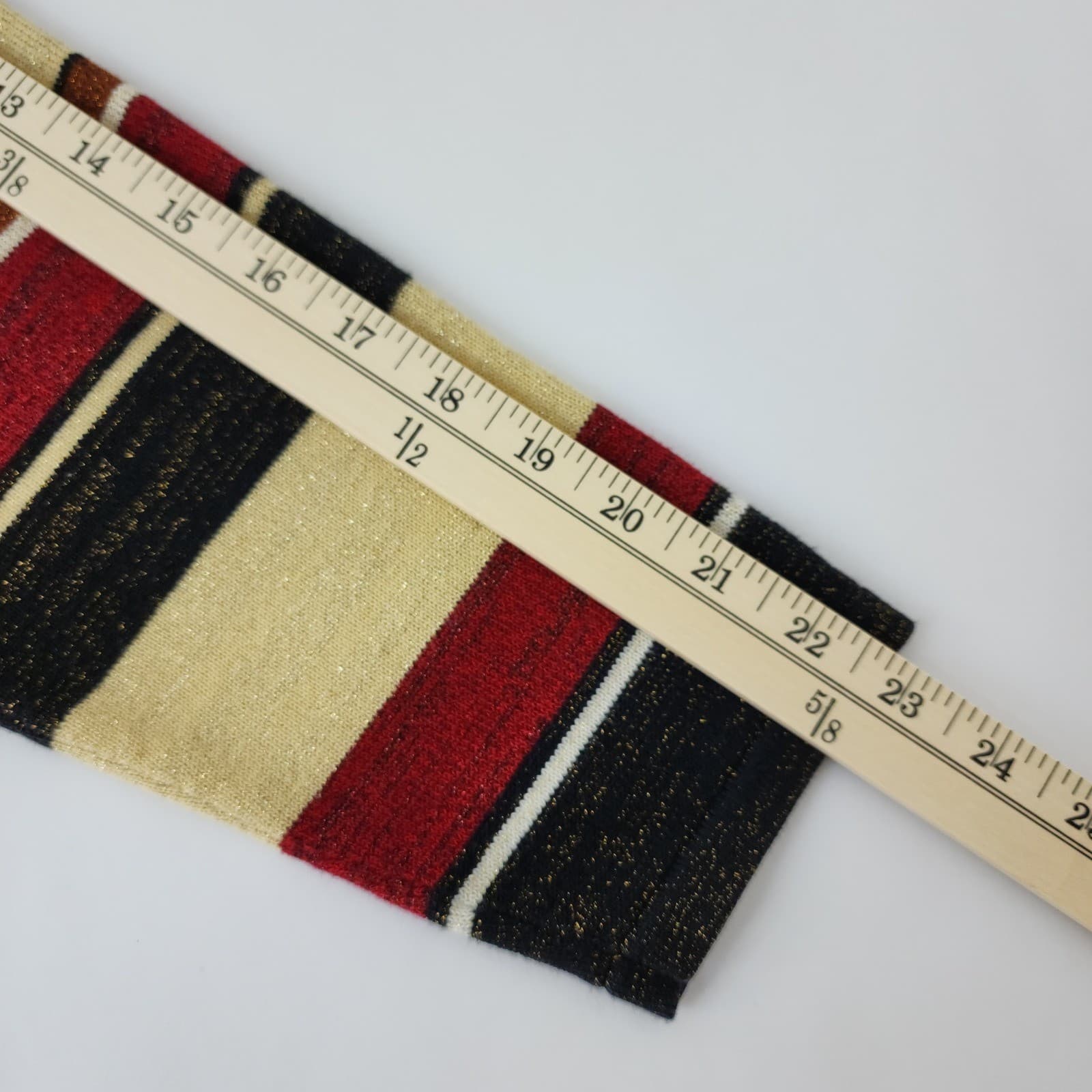 First Issue Liz Claiborne Cardigan Sweater L Striped Metallic Gold Red Black - Thumbnail 5