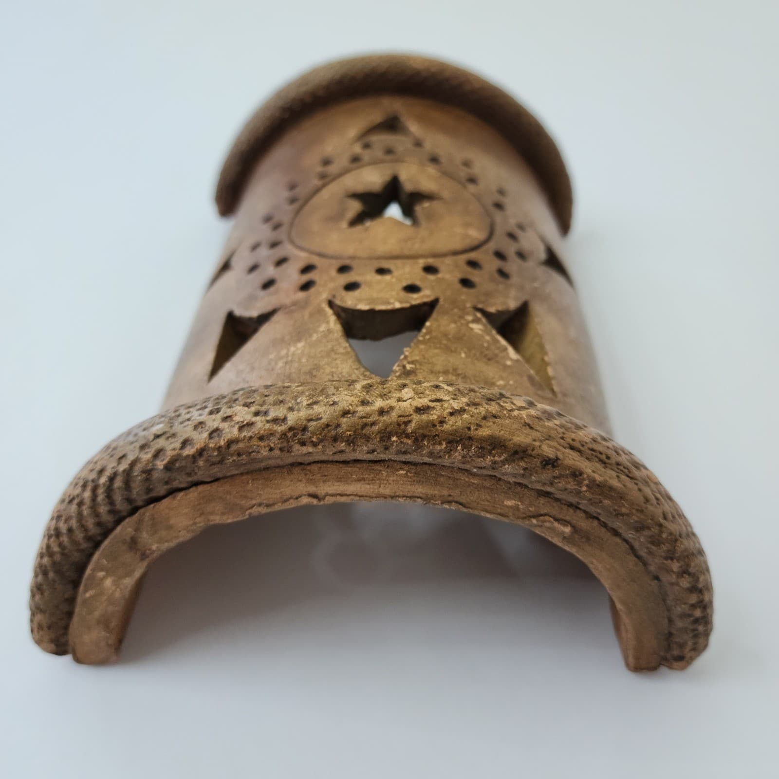 Rustic Terracotta Star Wall Sconce Celestial Cutout Clay Candle Holder Brown 9in - Thumbnail 2