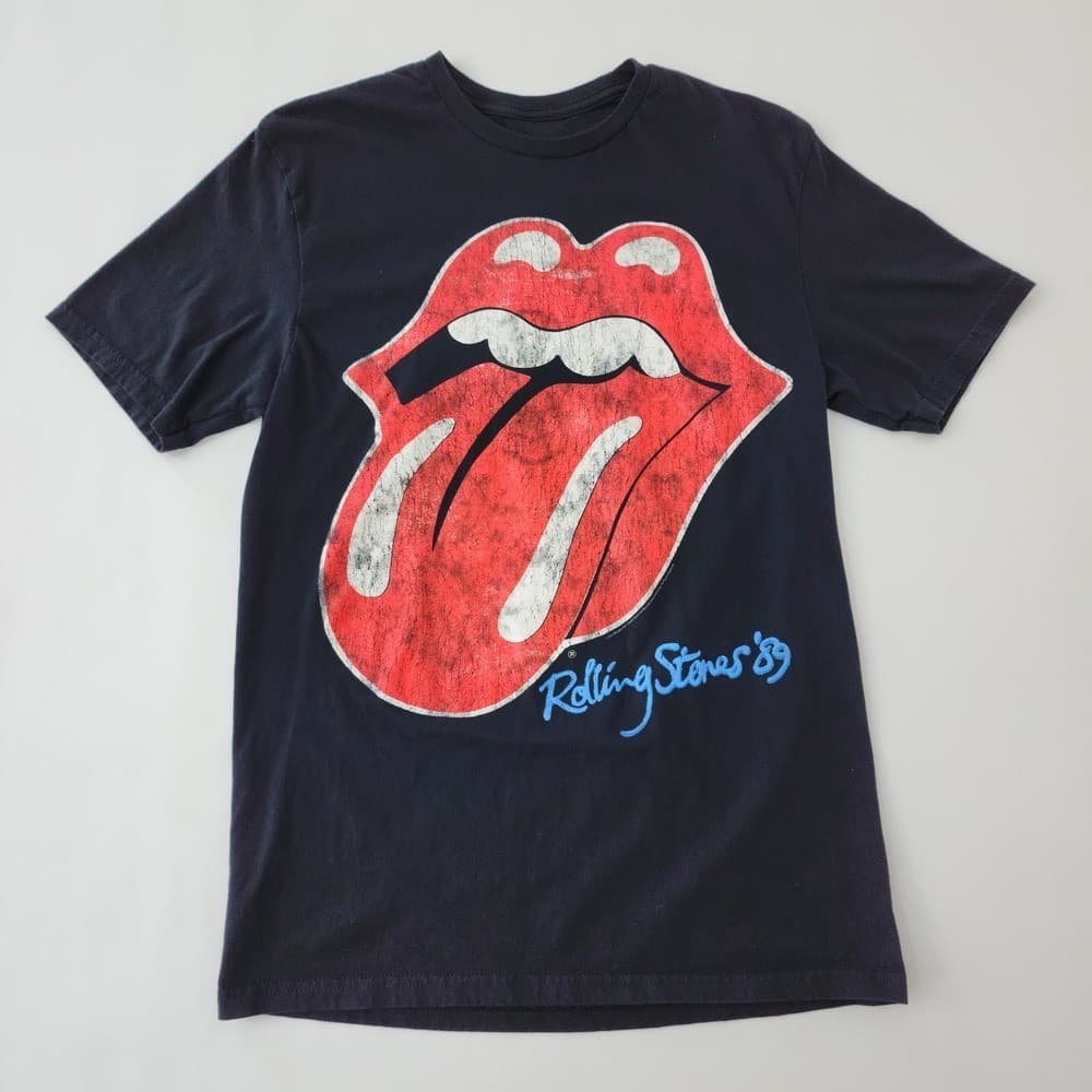 The Rolling Stones 89 Tongue Graphic T-Shirt Mens Medium Black Rock Band Tee