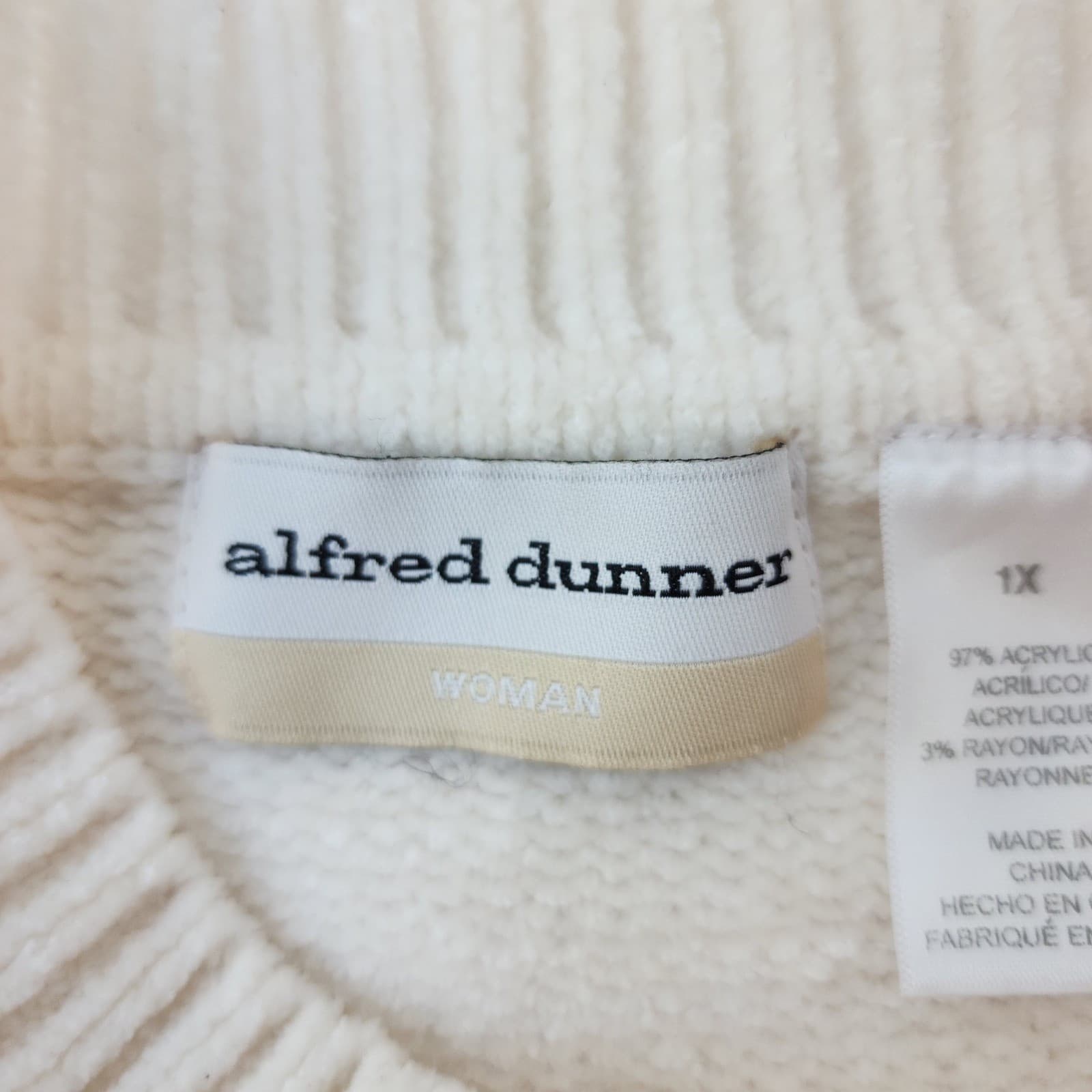 Alfred Dunner Woman Chenille Colorblock Sweater Red White Blue Mock Neck 1X - Thumbnail 7