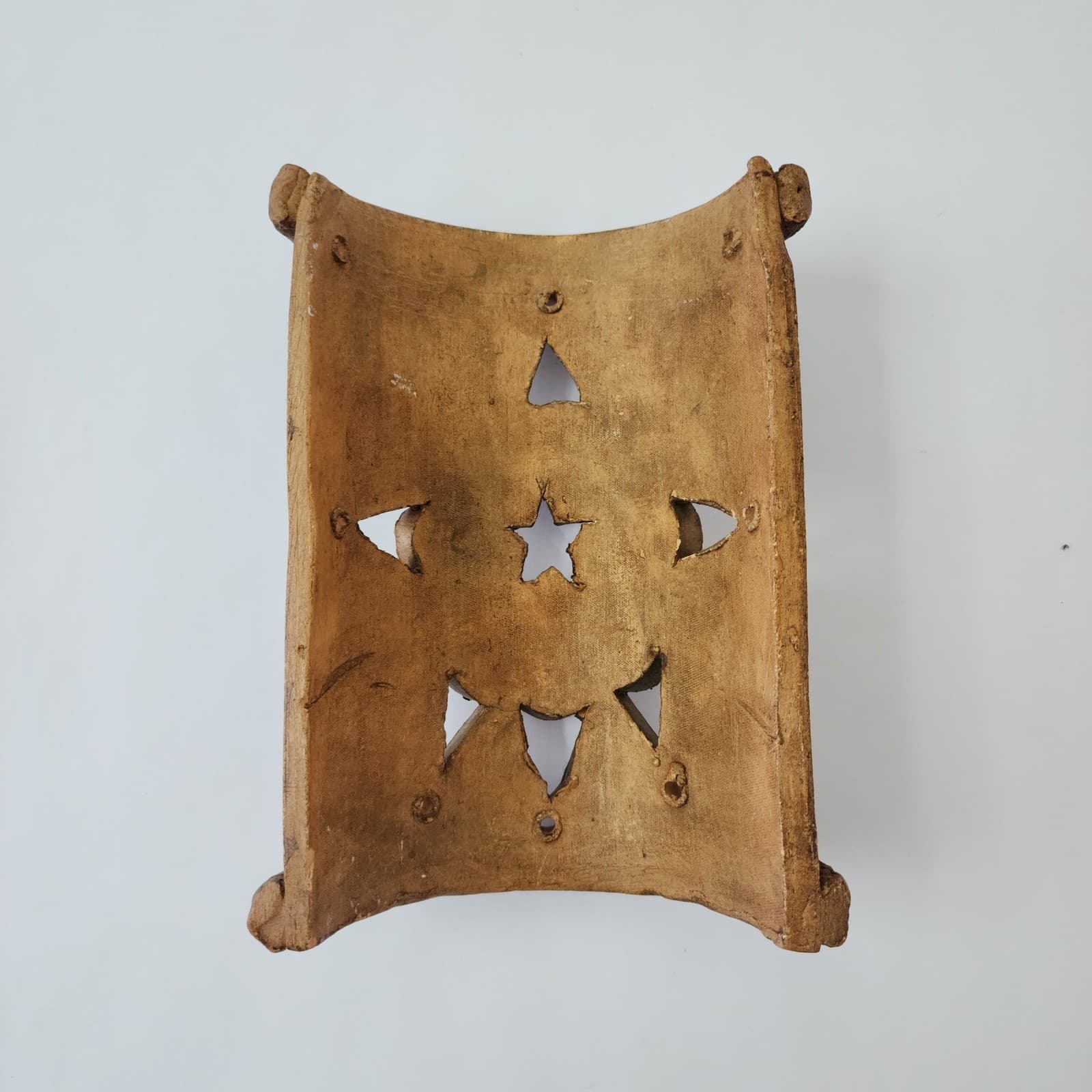 Rustic Terracotta Star Wall Sconce Celestial Cutout Clay Candle Holder Brown 9in - Thumbnail 4