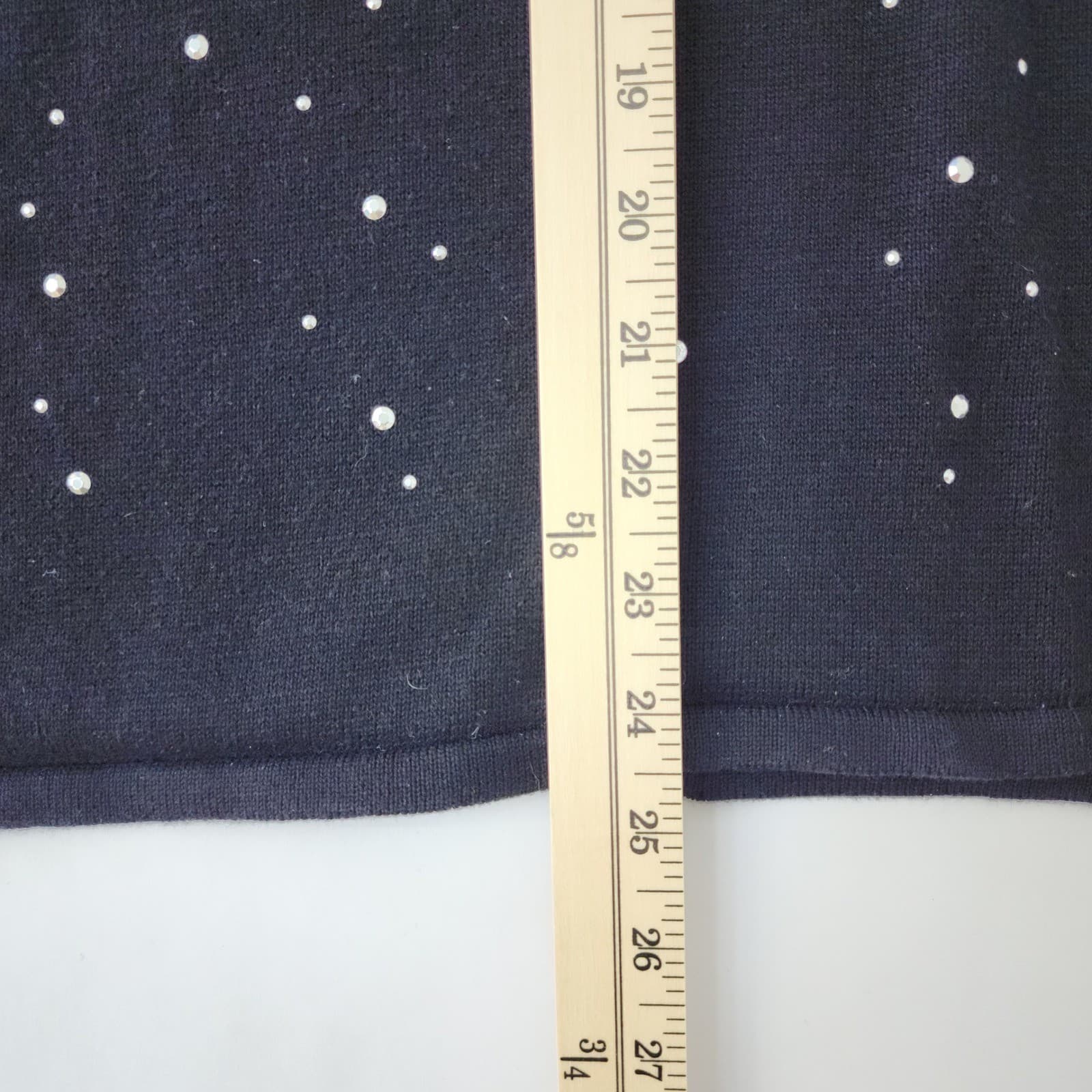 Verve Ami Womens 1X Black Rhinestone Embellished V-Neck Knit Sweater Top - Thumbnail 10