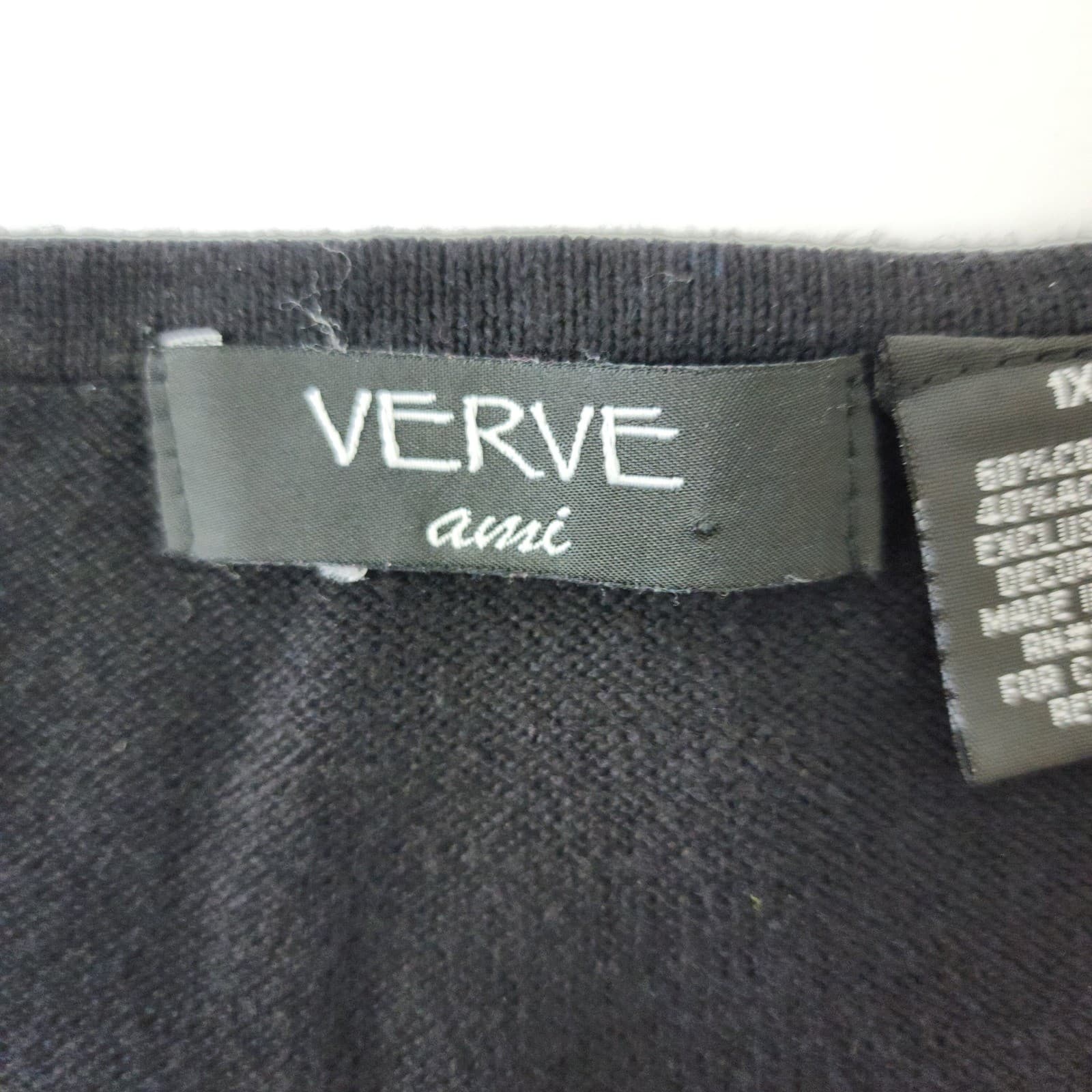 Verve Ami Womens 1X Black Rhinestone Embellished V-Neck Knit Sweater Top - Thumbnail 5