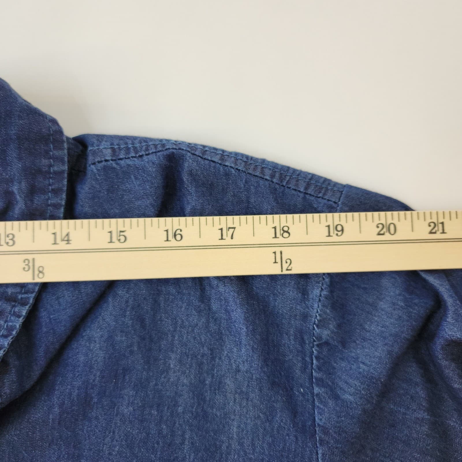 Speed Control New York Denim Lace Up Tunic Shirt Dark Wash Blue Womens 1X - Thumbnail 6