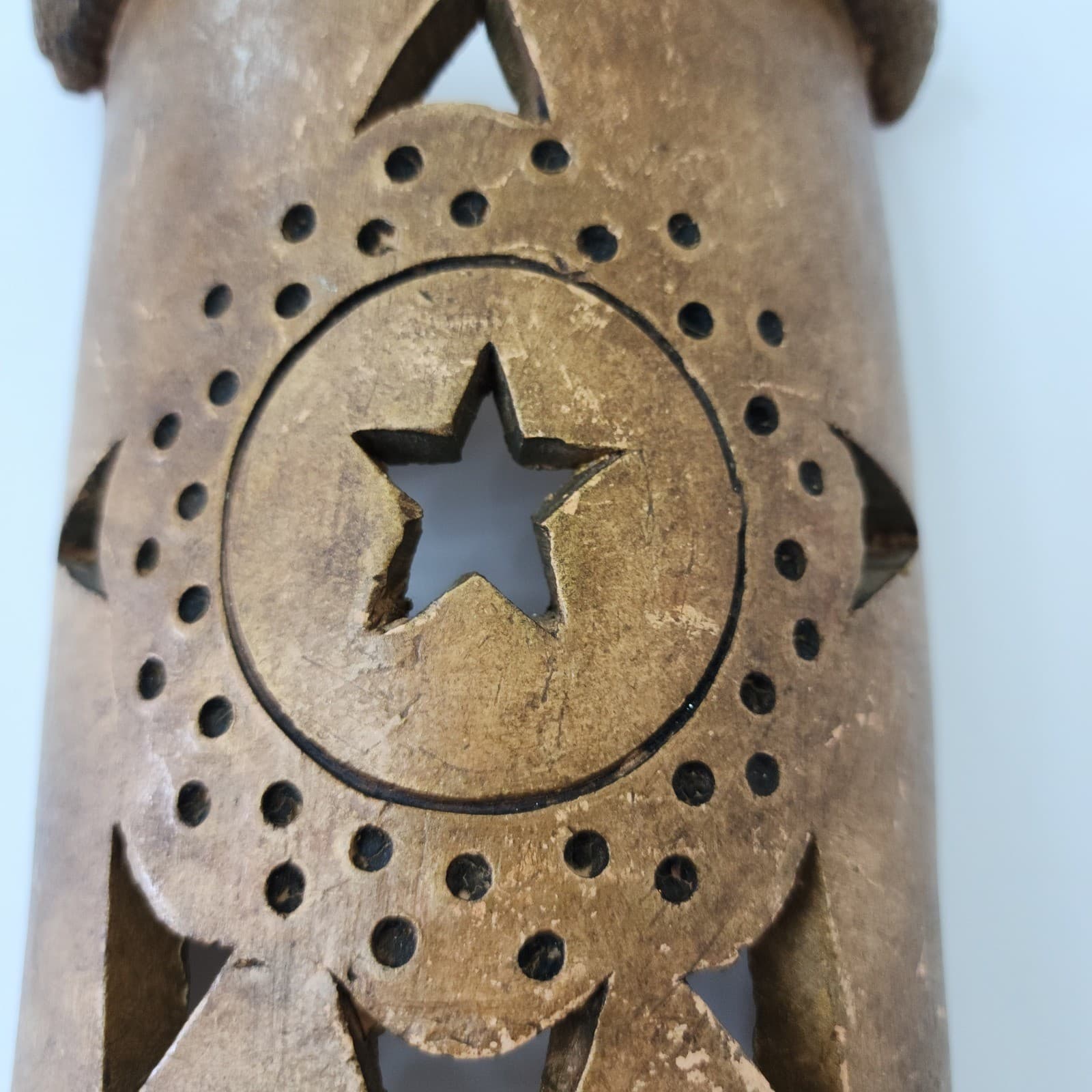 Rustic Terracotta Star Wall Sconce Celestial Cutout Clay Candle Holder Brown 9in - Thumbnail 6