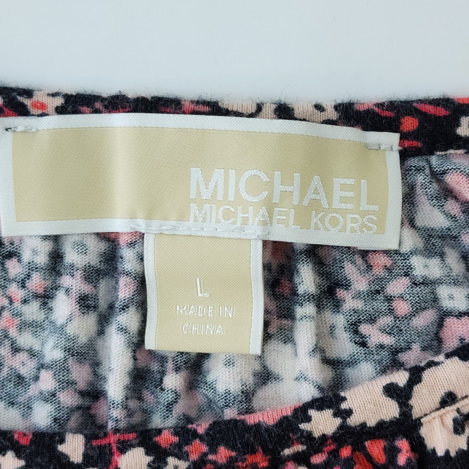 Michael Michael Kors Womens Large Floral Bell Sleeve Blouse Pink Red Black Top - Thumbnail 3